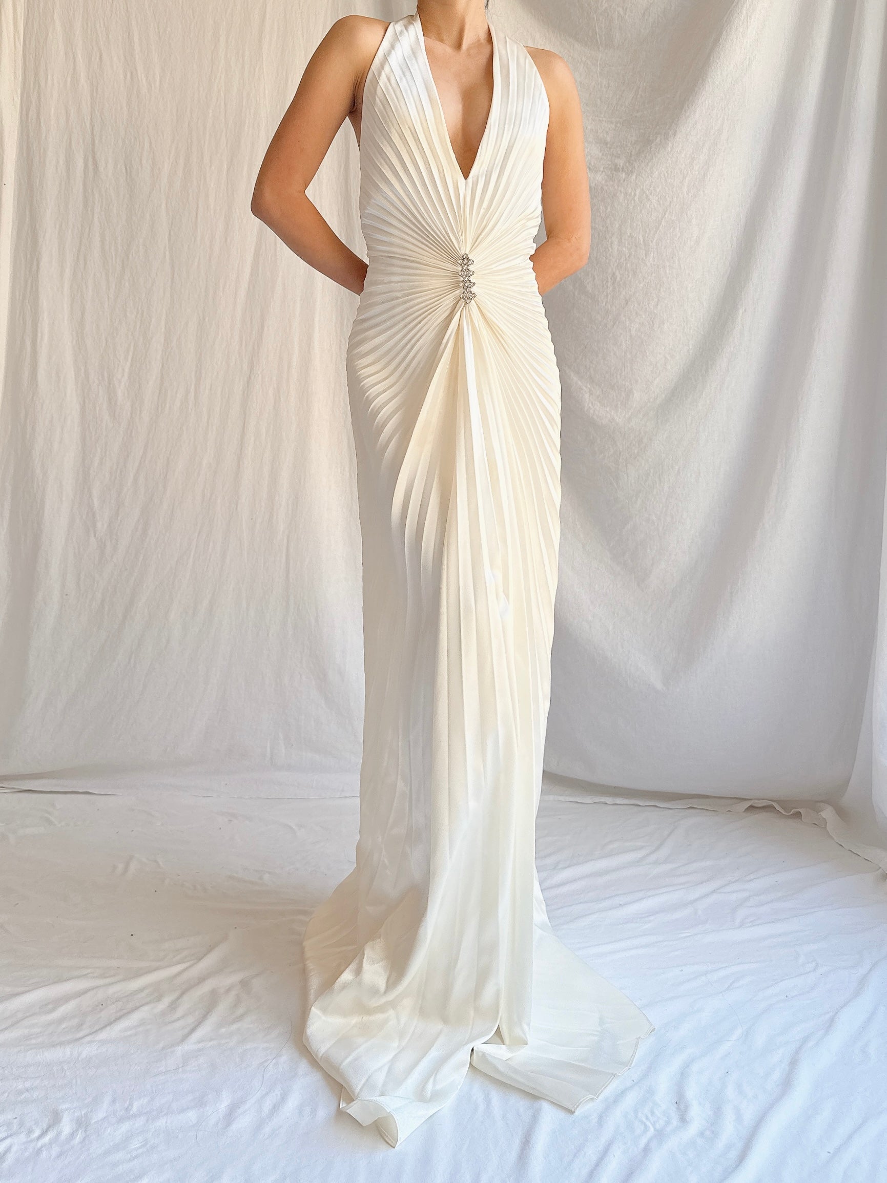 Vintage Satin Pleated Gown - M/L