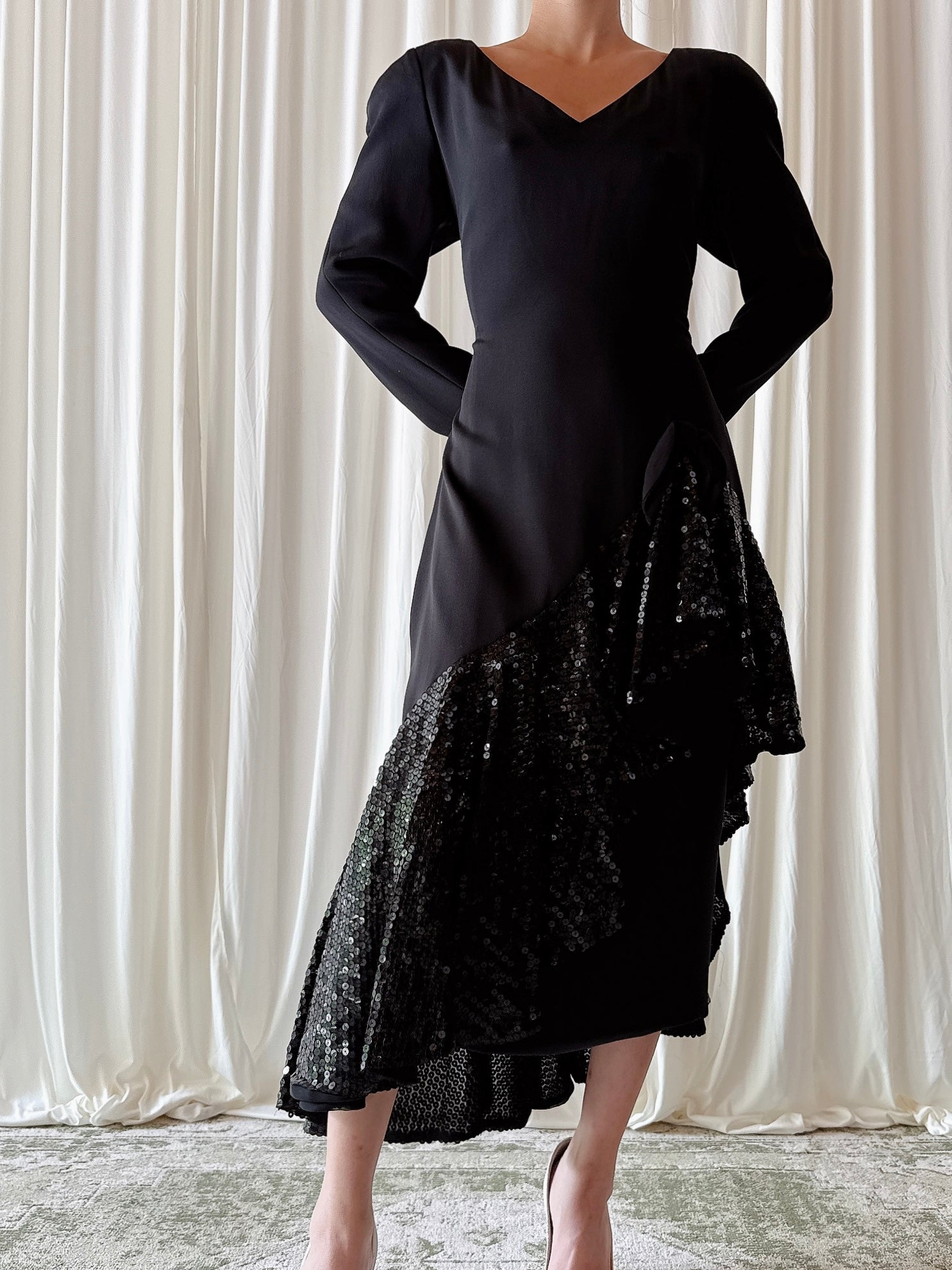 Vintage Travilla Black Dress - Size 6