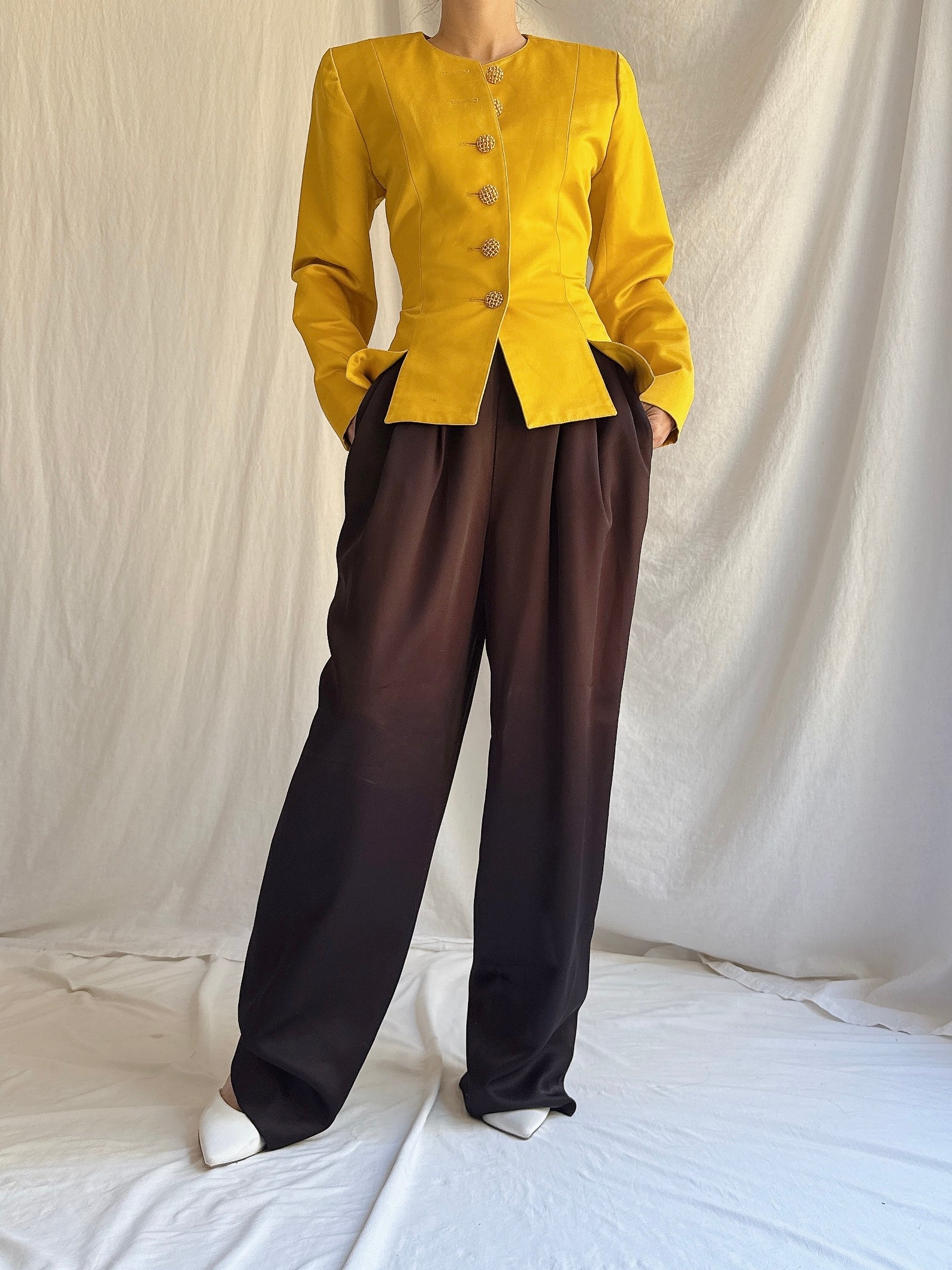 Vintage YSL Marigold Silk Blazer - S/M