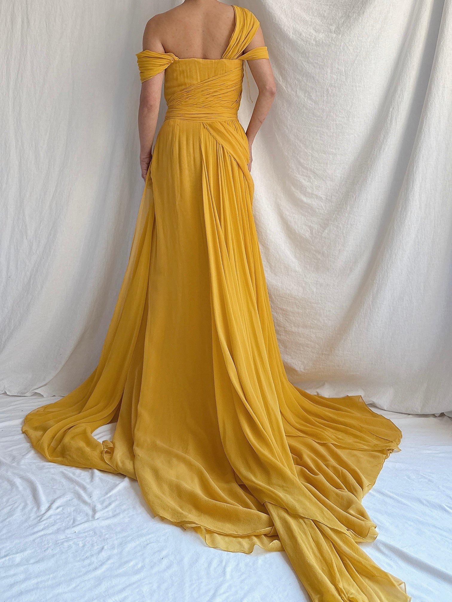 Vintage Silk Chiffon Draped Gown - XS/0