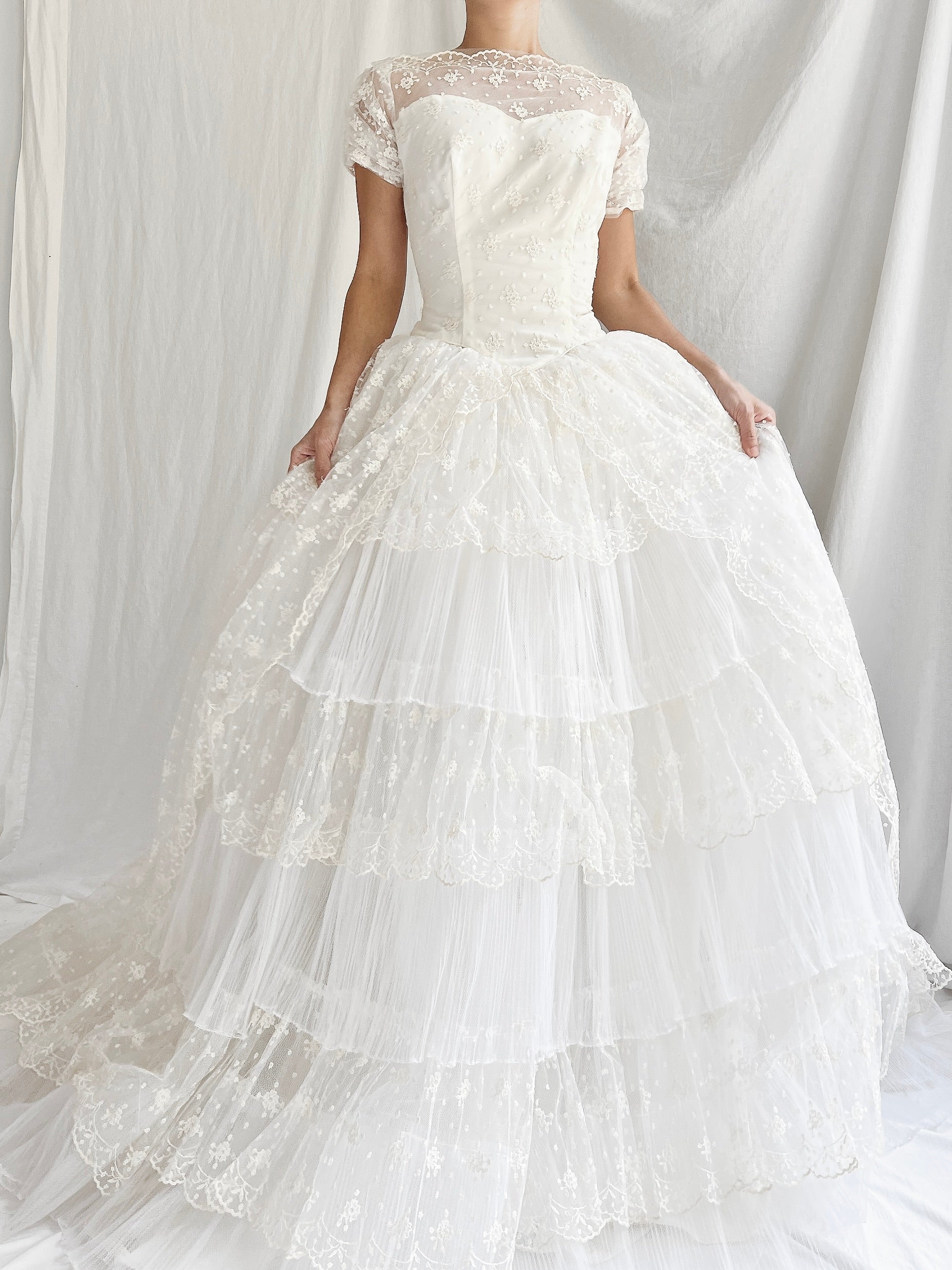 1950s Tulle and Lace Gown - XS