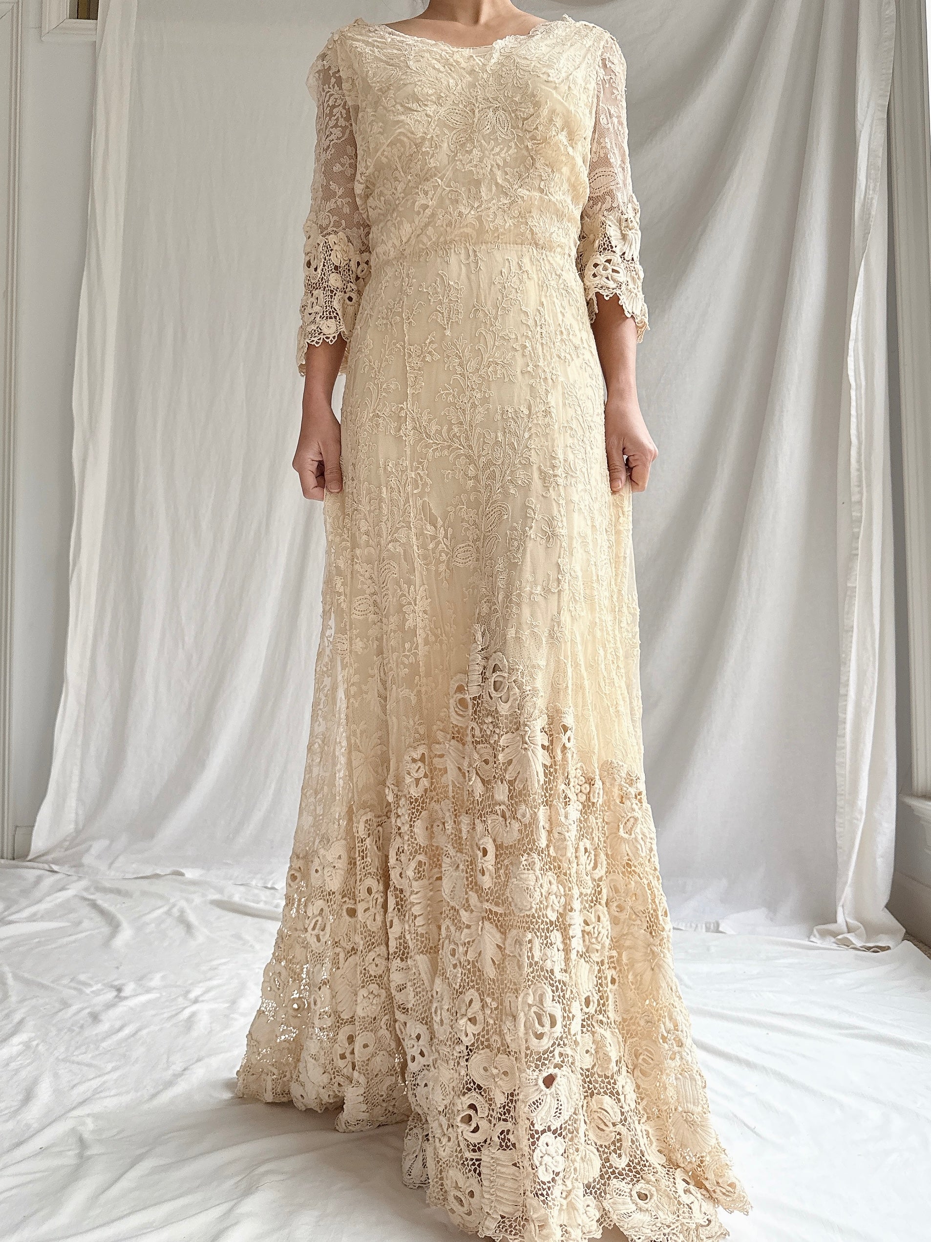 Antique French and Irish Lace Gown - XS