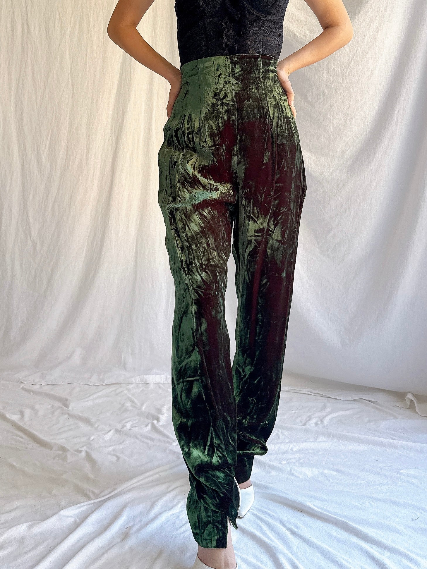 Vintage IDOL UK Crushed Velvet Trousers - S