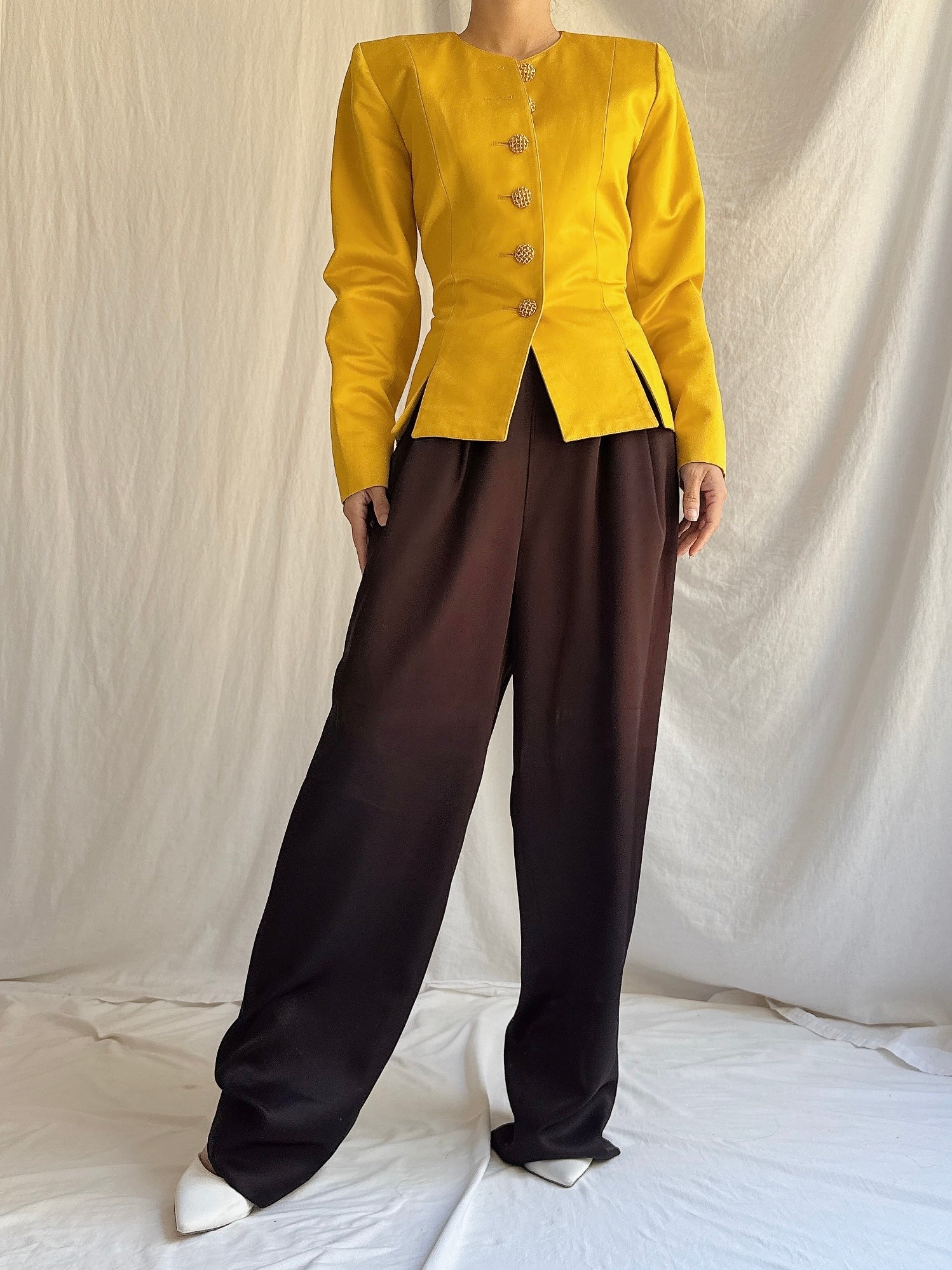 Vintage YSL Marigold Silk Blazer - S/M