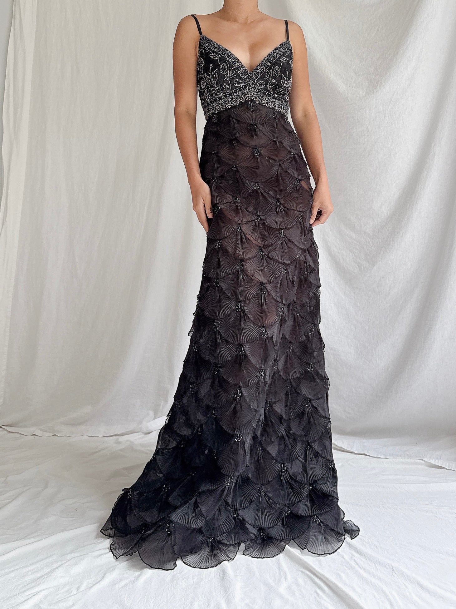 Vintage Scalloped Organza Dress - S
