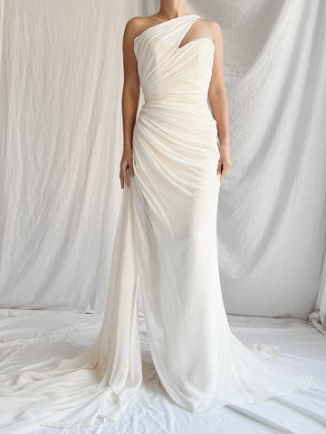 Romona Keveza Silk Draped Gown - S/M