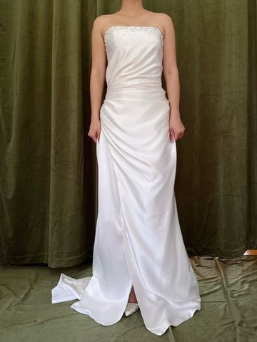 Vintage Silk Strapless Draped Dress - Size 10