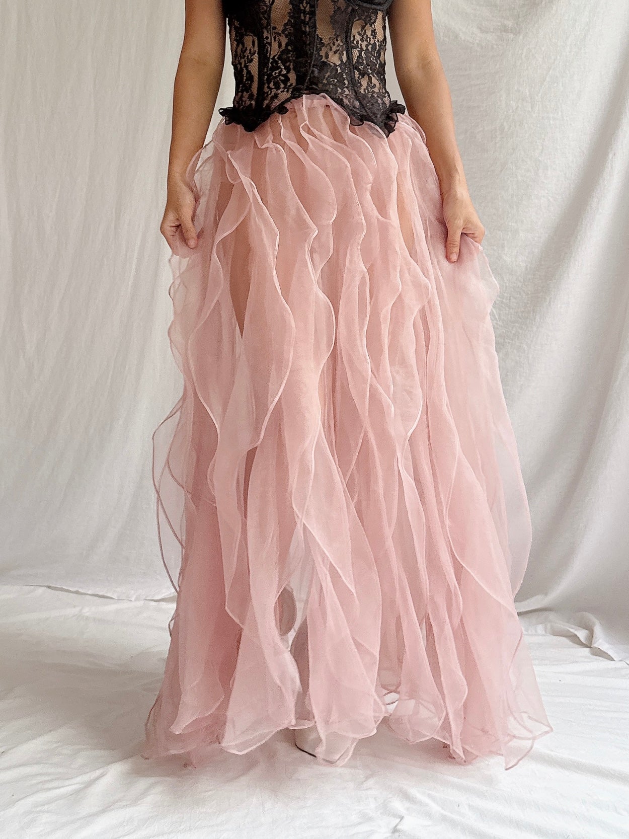 Vintage Pink Ruffled Skirt - OSFM