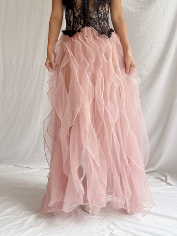 Vintage Pink Ruffled Skirt - OSFM