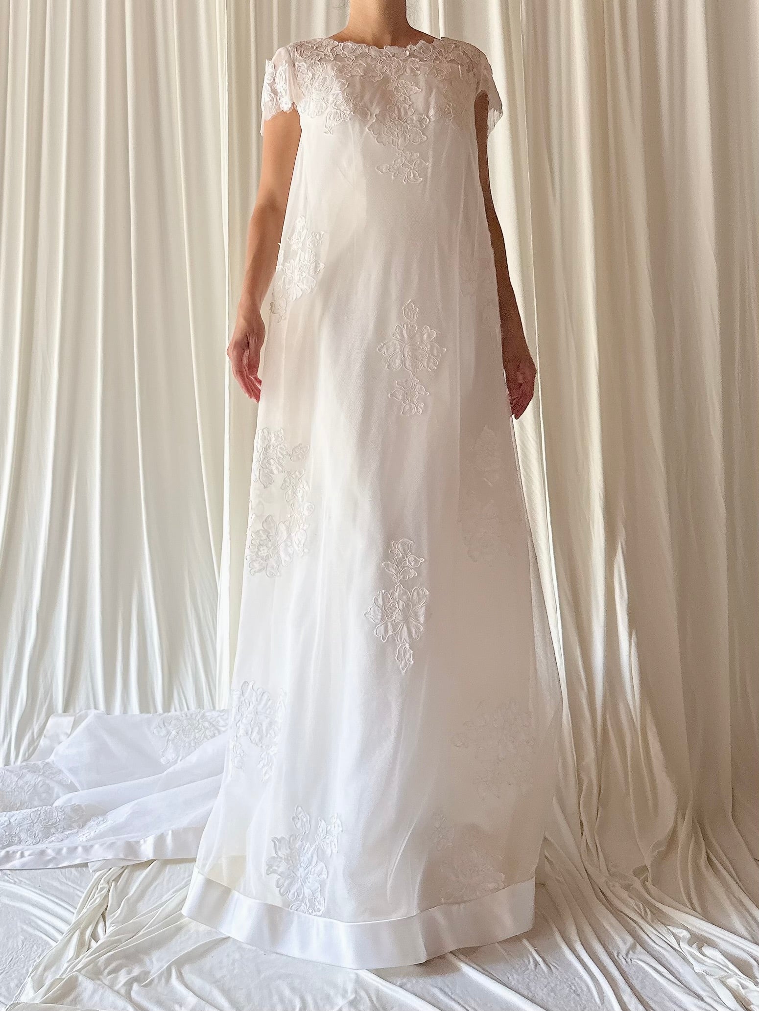 1960s Tulle and Lace Gown - S