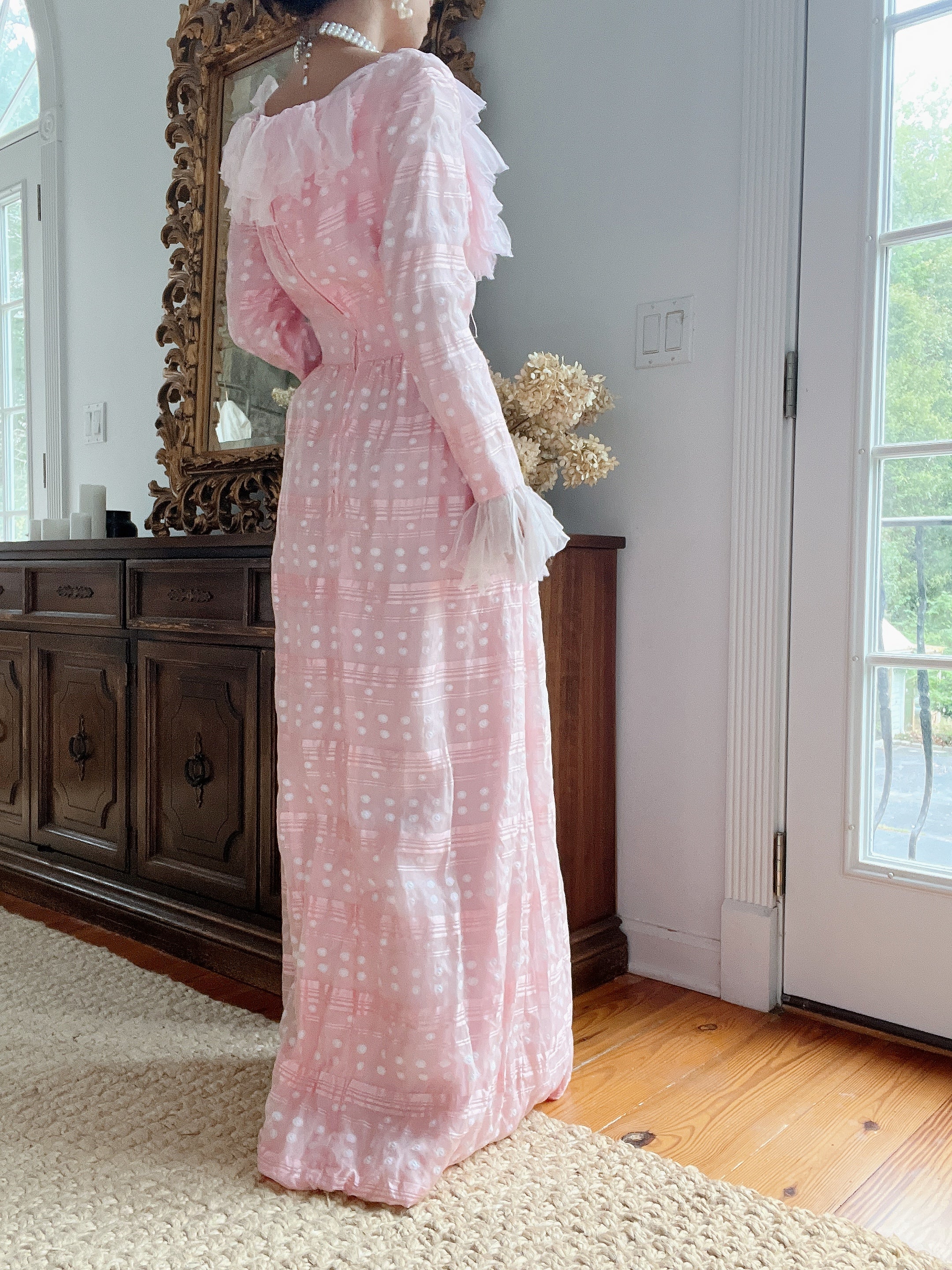 1960s Pink Organza Square Neck Gown - XS/S