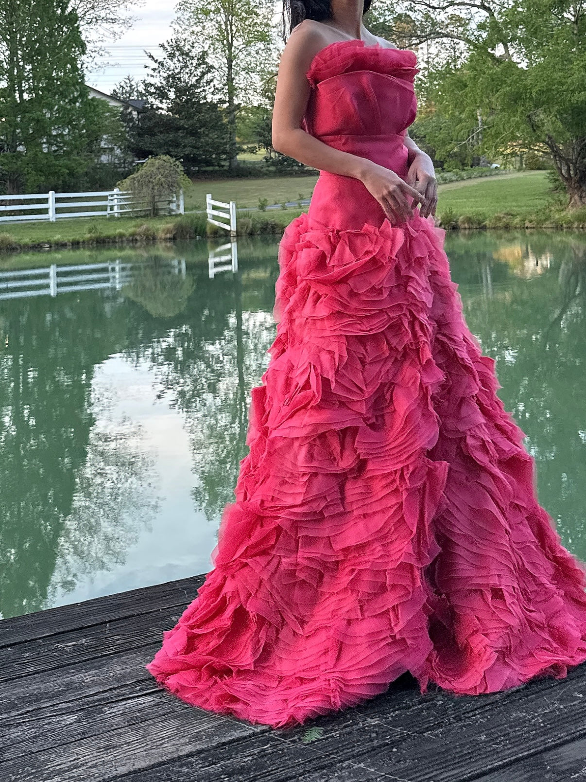 Vintage Monique Llhuilier Silk Organza Ruffle Gown - M/6
