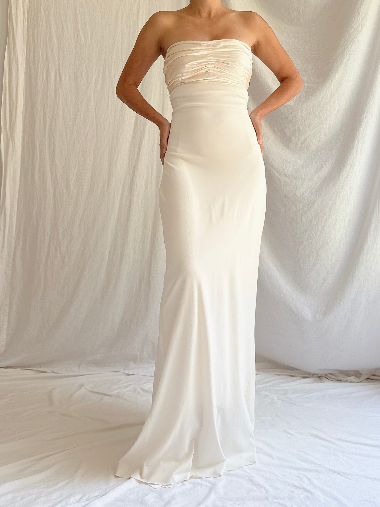 1990s Silk and Jersey Dress - S