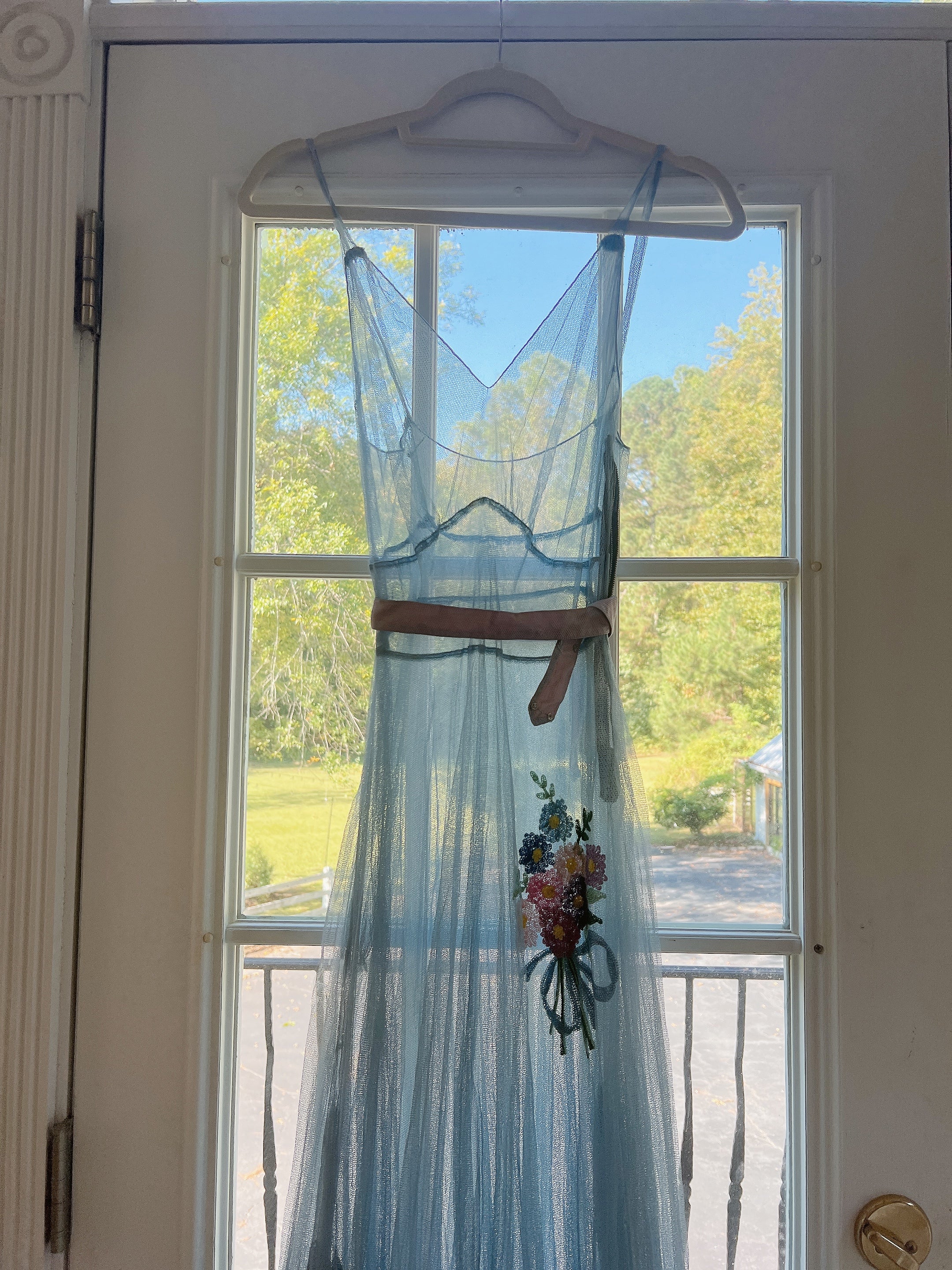 1930s Blue Sheer Tulle Dress - XS