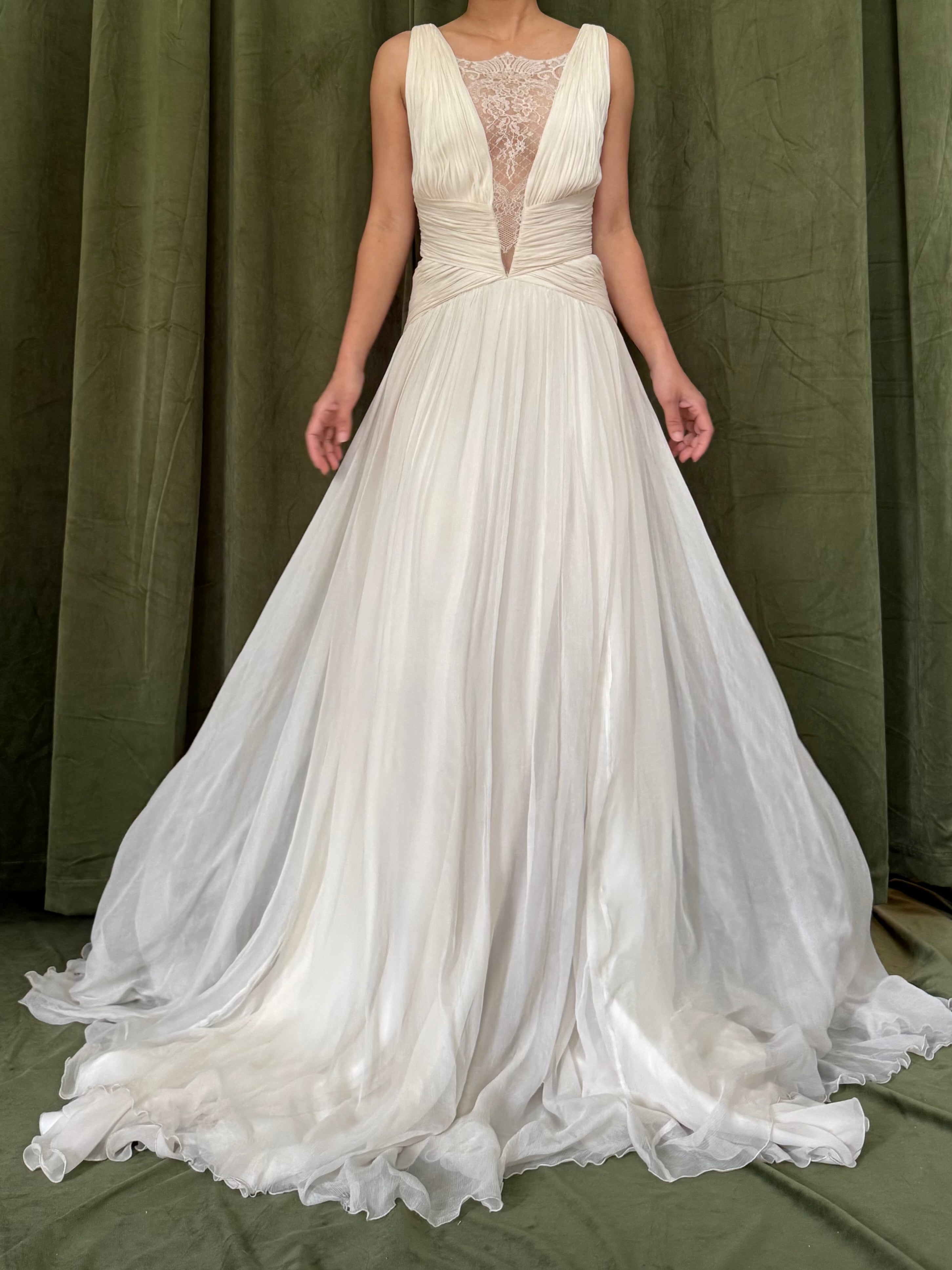 Vintage Pronovias Silk Chiffon Gown - M/8