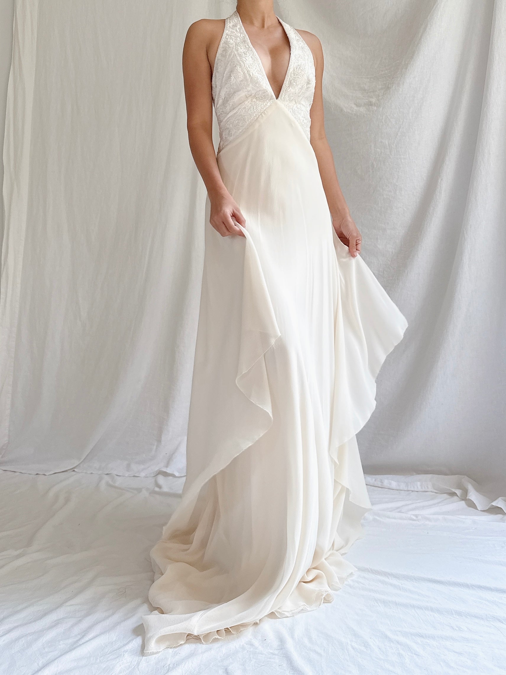 00 Silk Halter Embellished Gown - XS/2/4