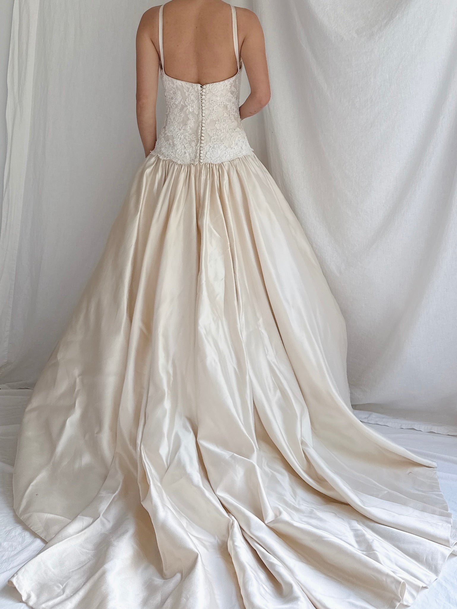 Vintage Halter Dropped Waist Gown - M