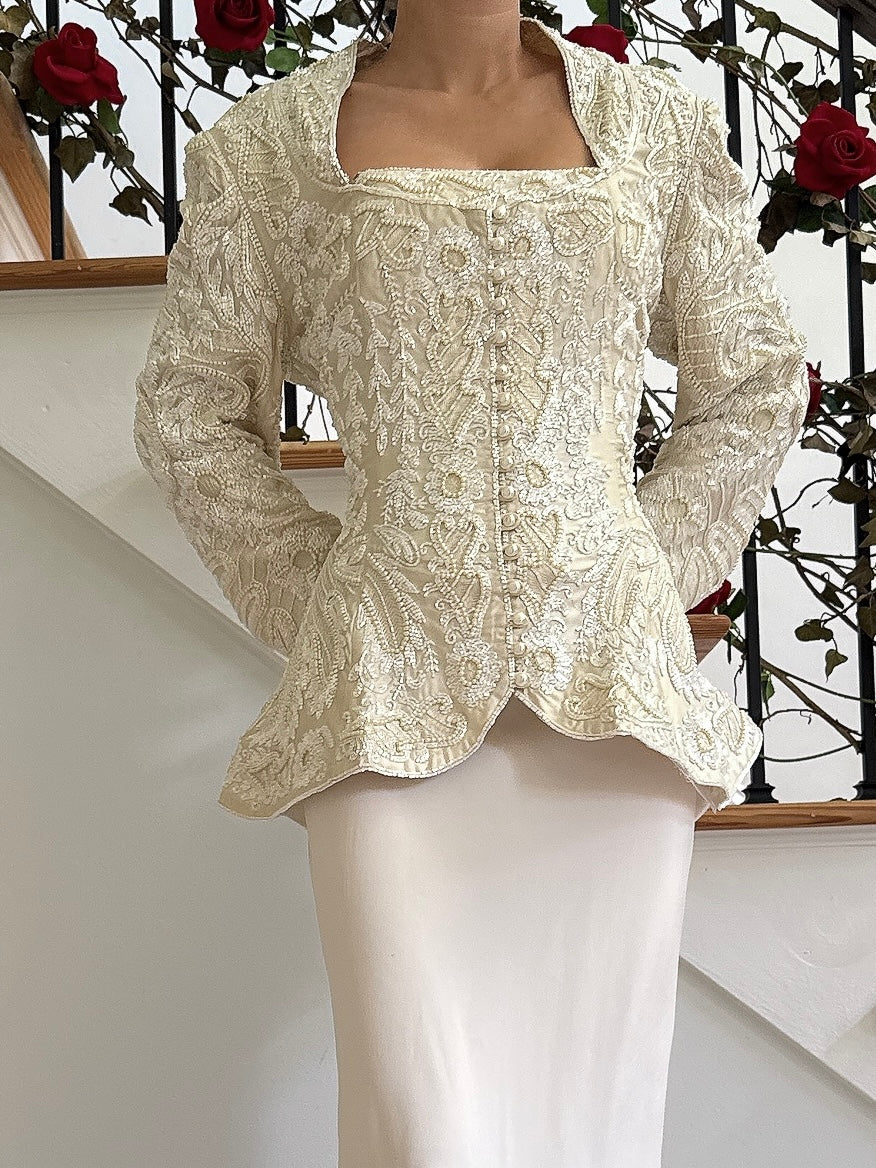Vintage Eavis & Brown Silk Beaded Jacket - M