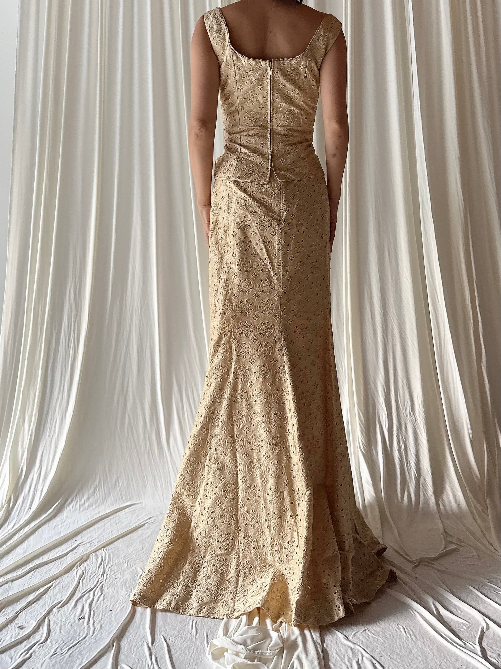 Vintage Paul Vasseur Silk Embroidered 2 Piece Set