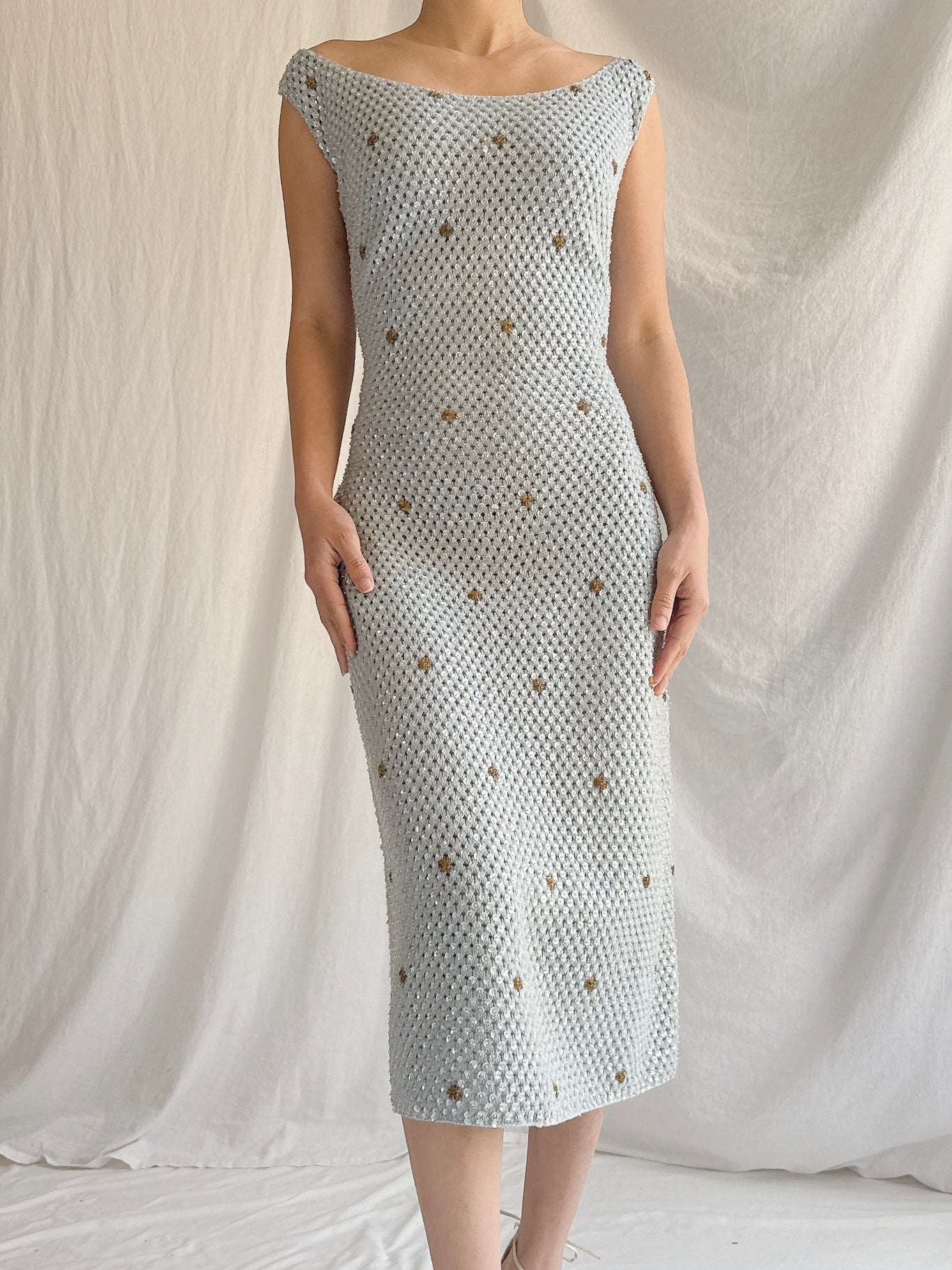 1960s Blue Hand-Knit Dress - S-M | G O S S A M E R 1960s Blue Hand-Knit Dress - S-M | G O S S A M E R