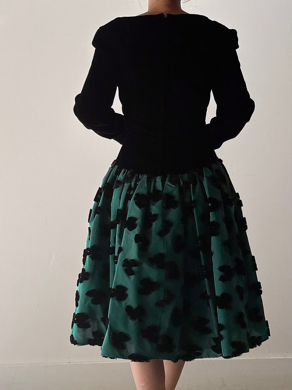 Vintage Victor Costa Silk and Velvet Bow Dress