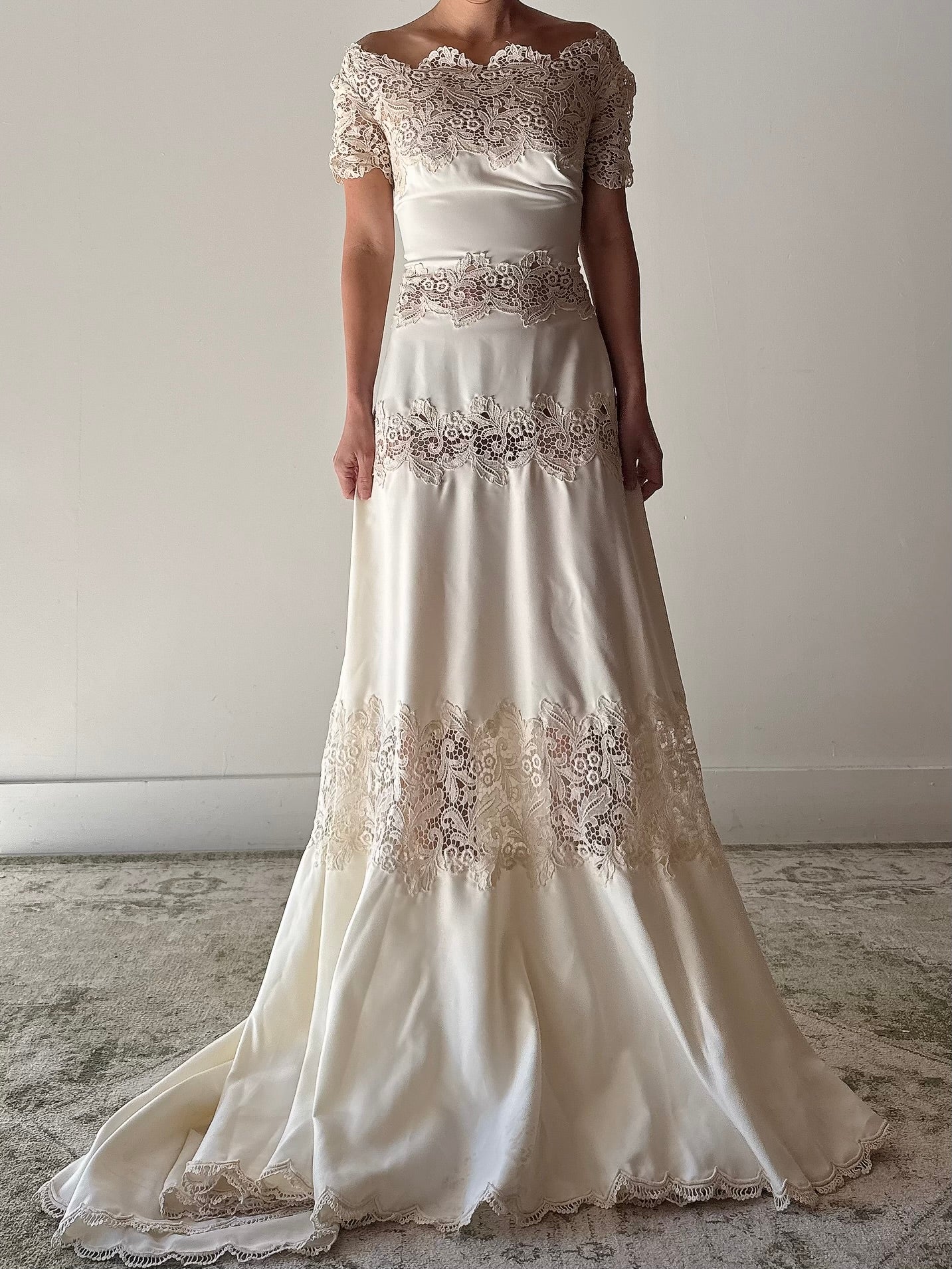 1970s Cutout Lace Dress - S