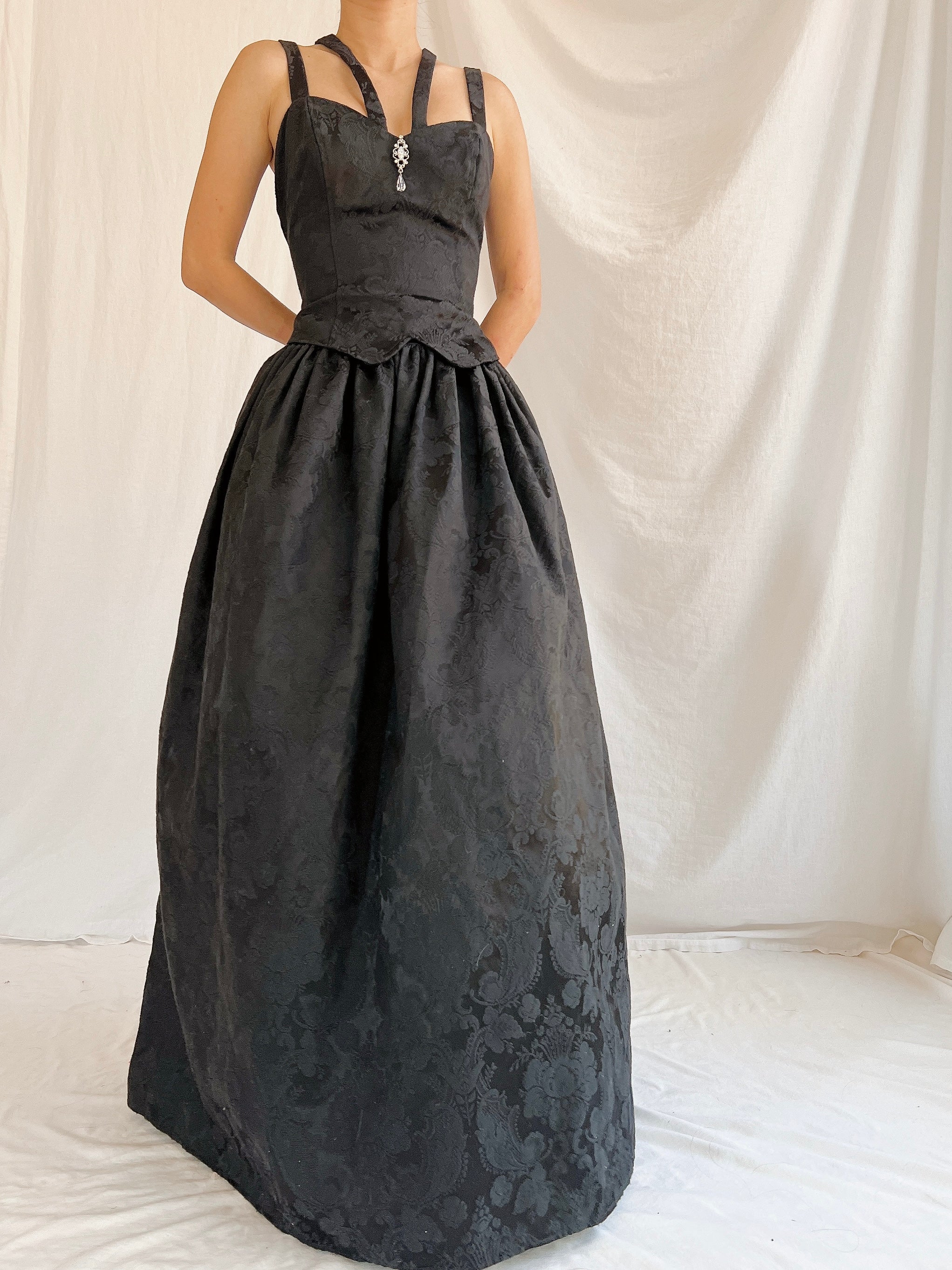 black jessica mcclintock dress Vintage Jessica McClintock/Gunne Sax Brocade Dress - XS