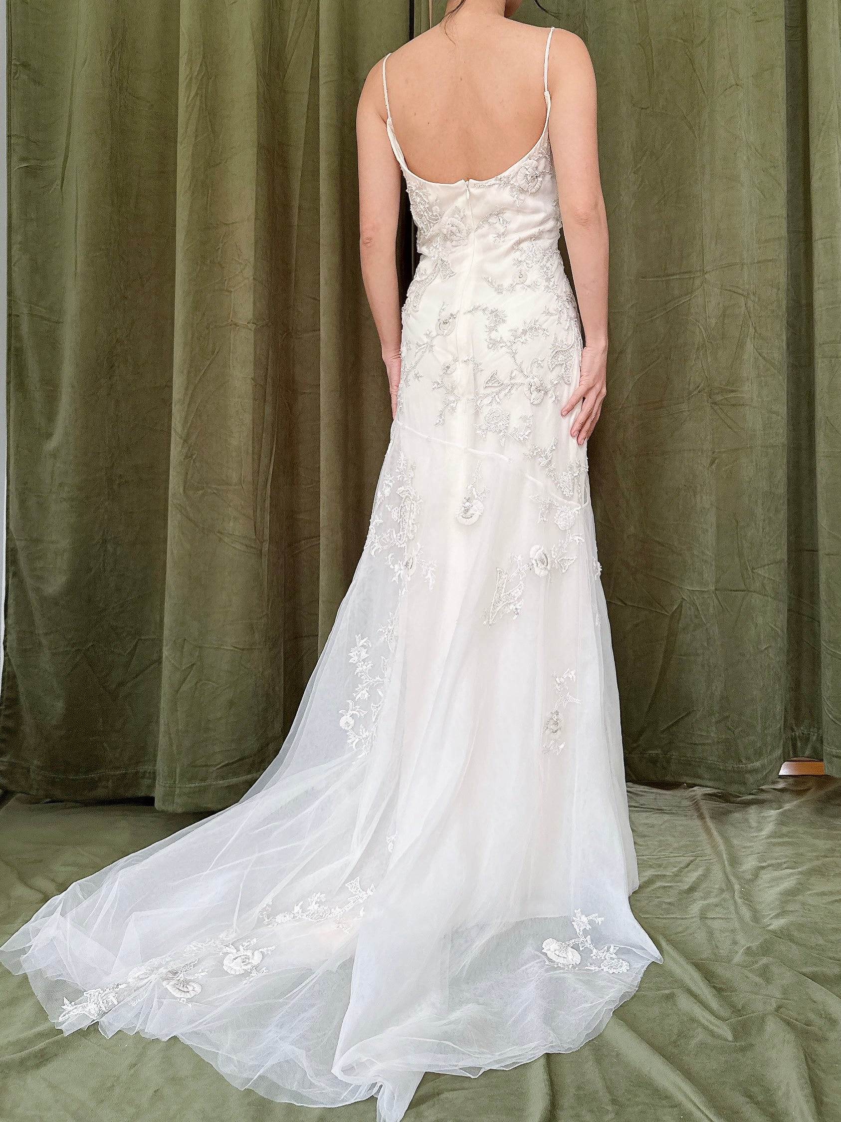 Vintage Reem Acra Silk and Tulle Beaded Gown - Size 8