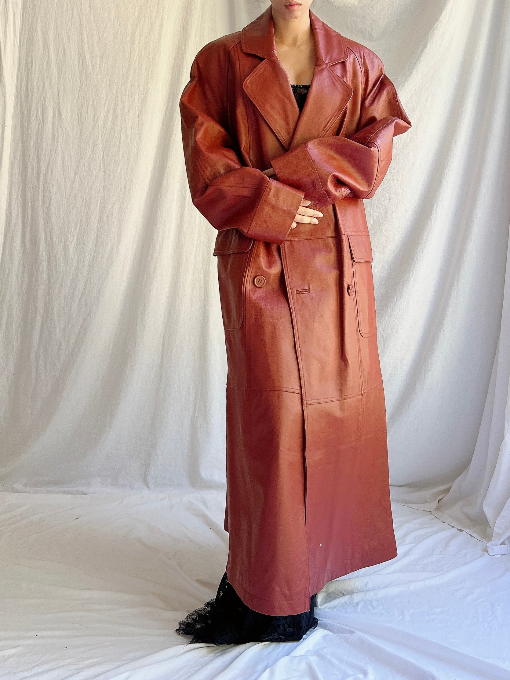 Vintage Burnt Sienna Leather Coat - M