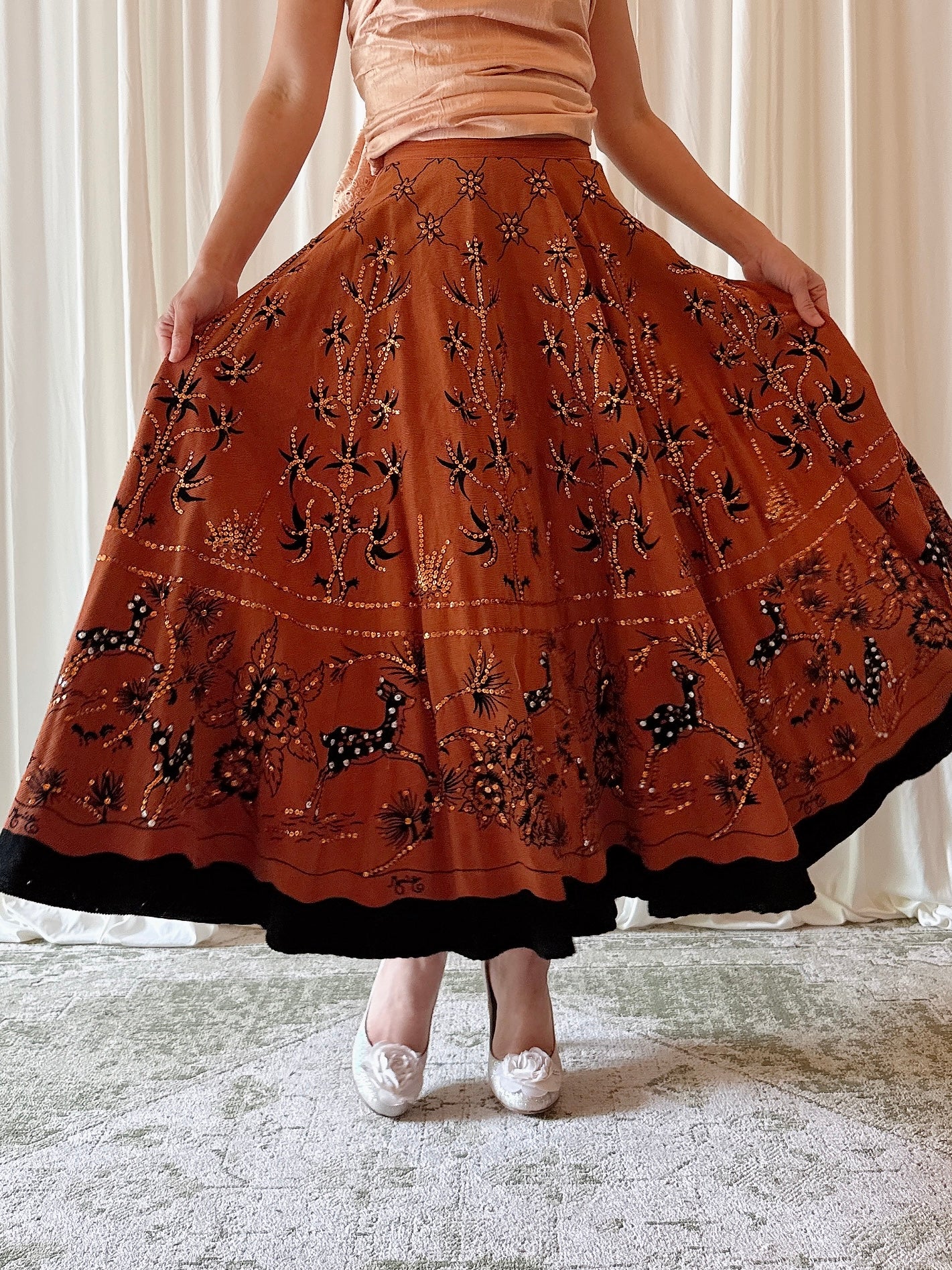 Vintage Monica Paris Copper Skirt - M