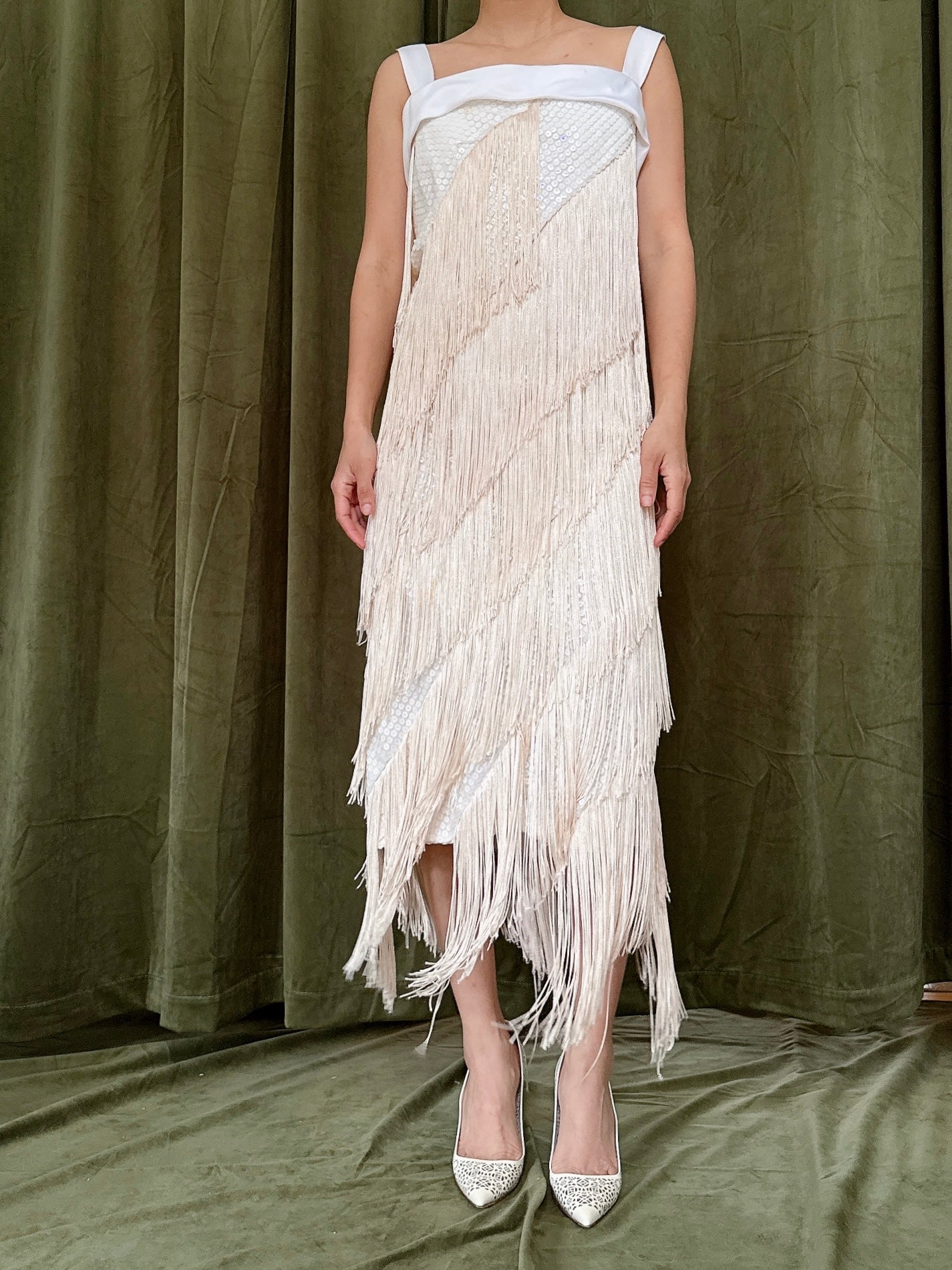 Vintage Sequin Fringe Dress - L