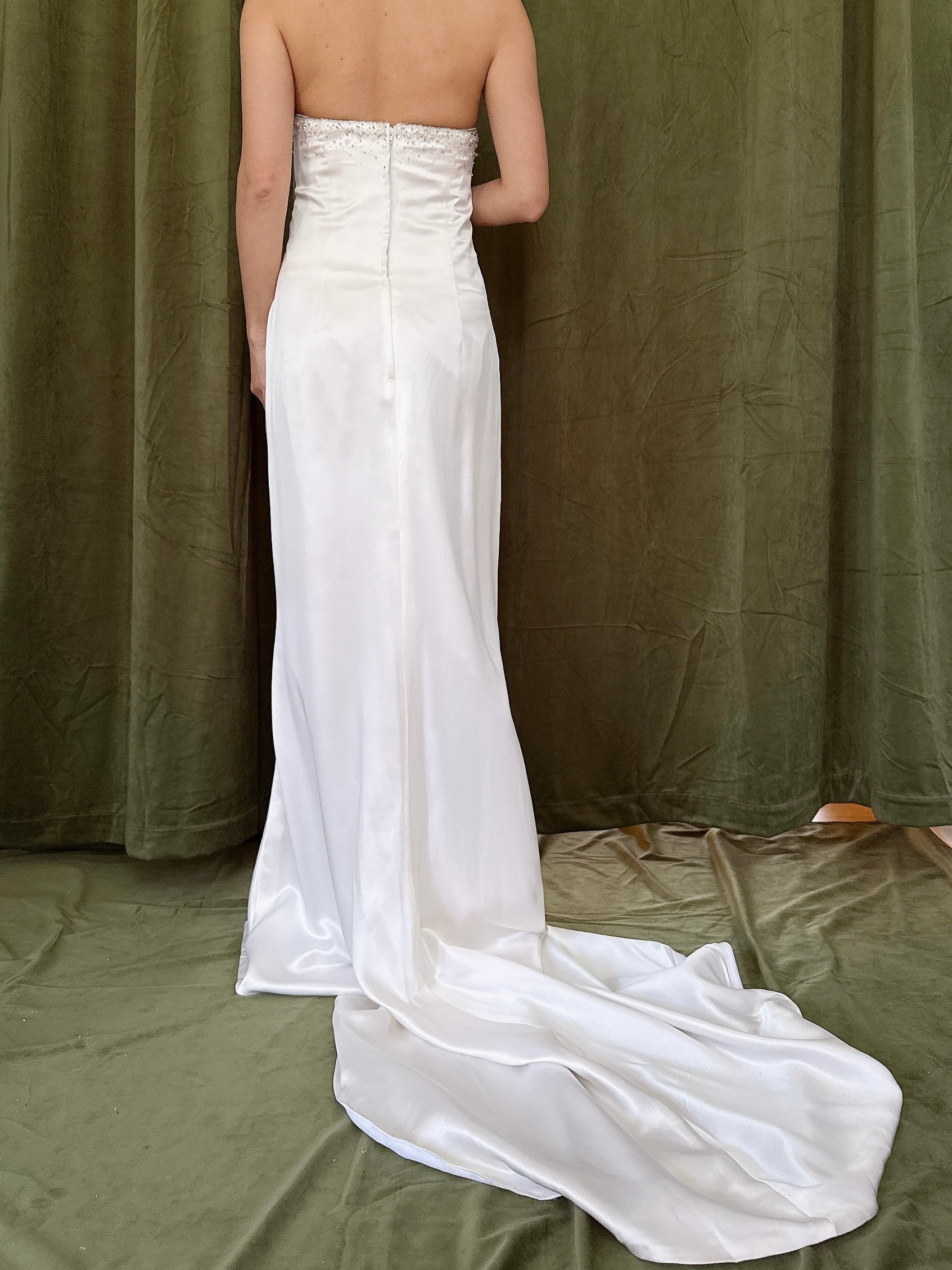 Vintage Silk Strapless Draped Dress - Size 10