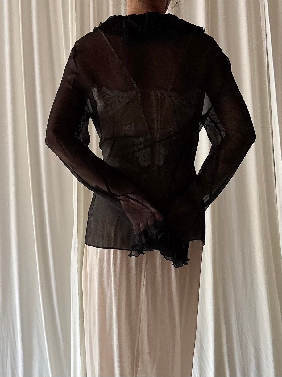 Vintage Ricci Andrist Italy Silk Chiffon Top - M