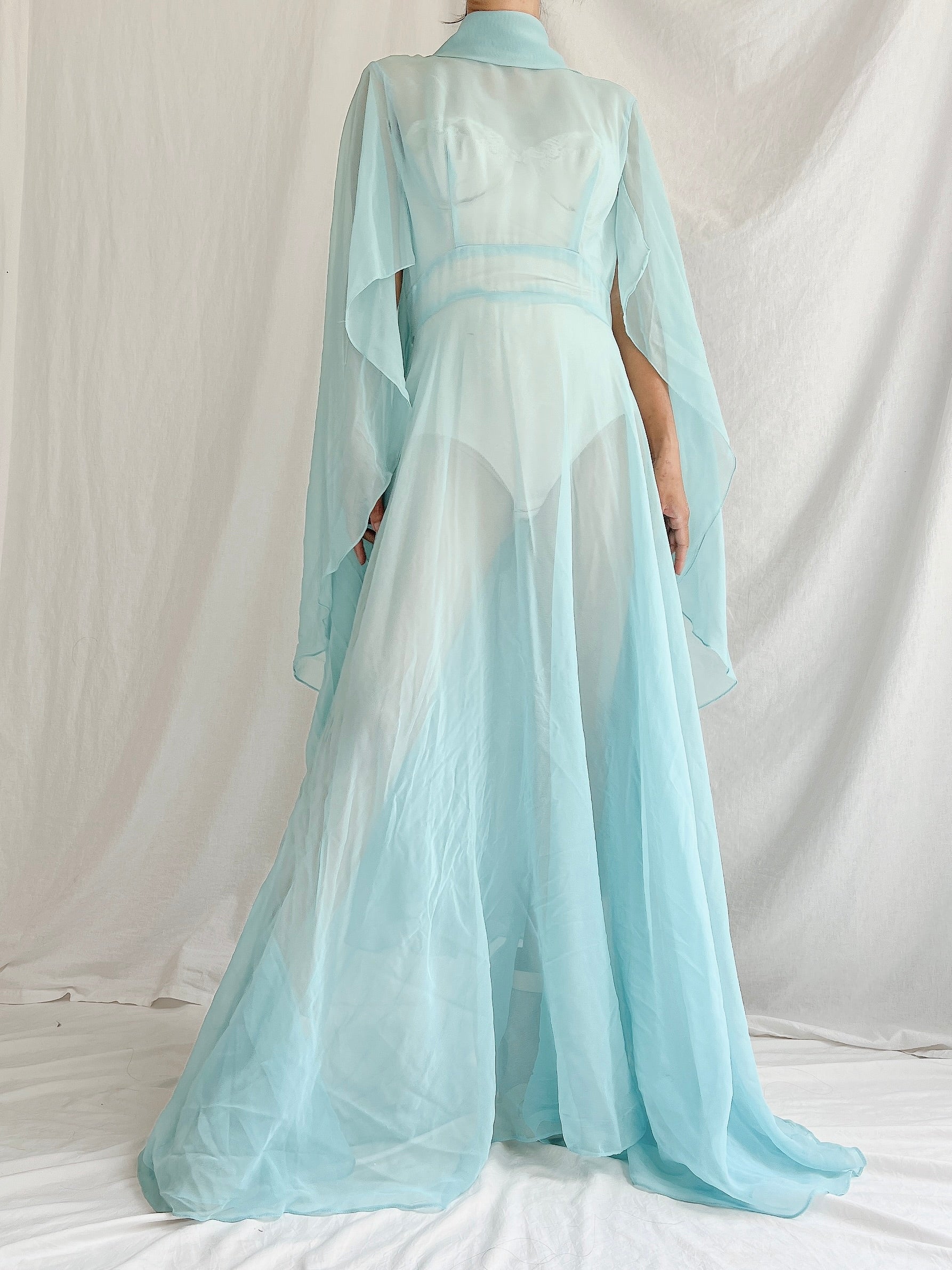 1960s Cyan Cape Gown - S