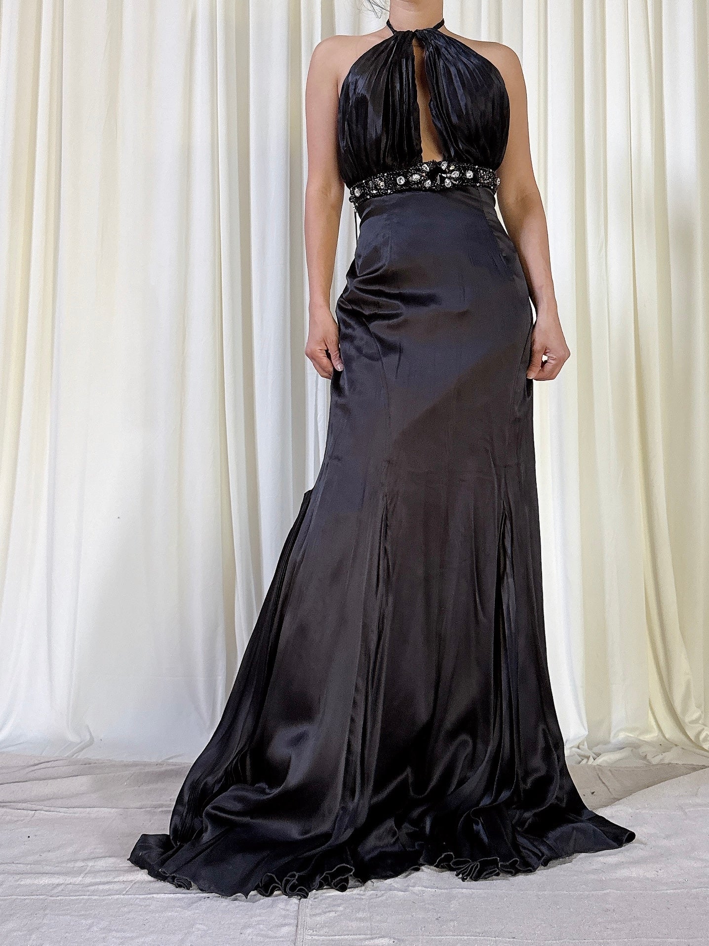 Vintage Black Halter Dress - L/10