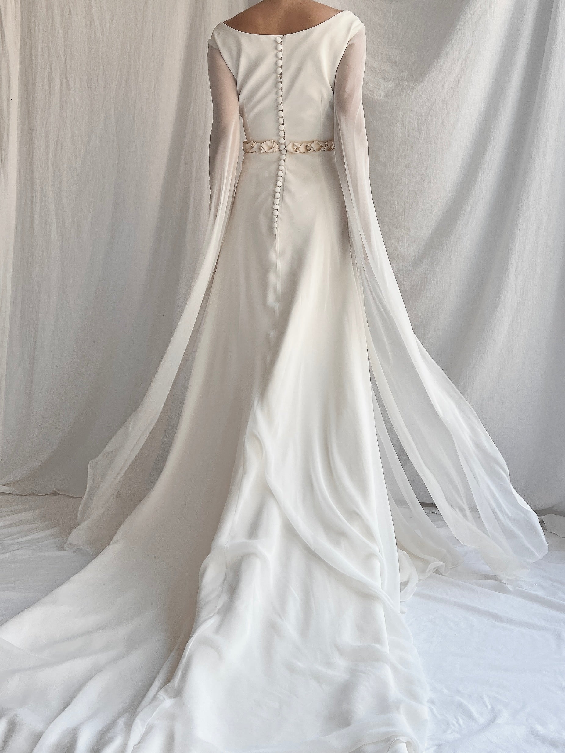 1990s Pronovias Chiffon Gown - S/M