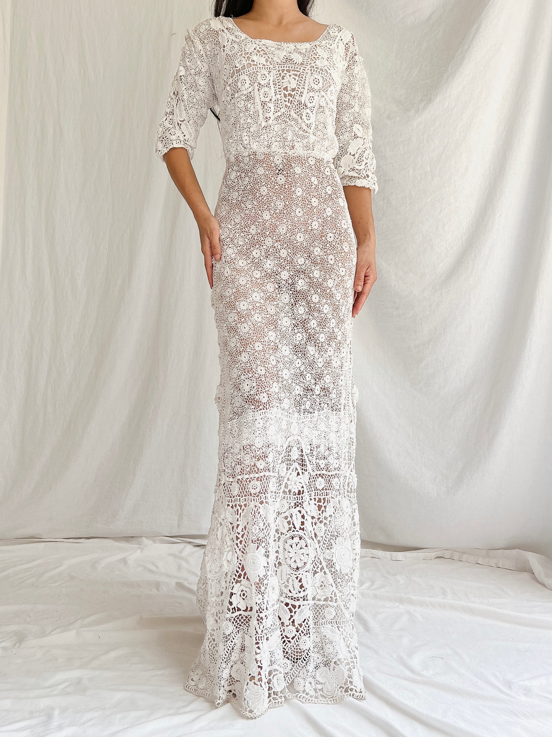 Antique Irish Lace Gown - S