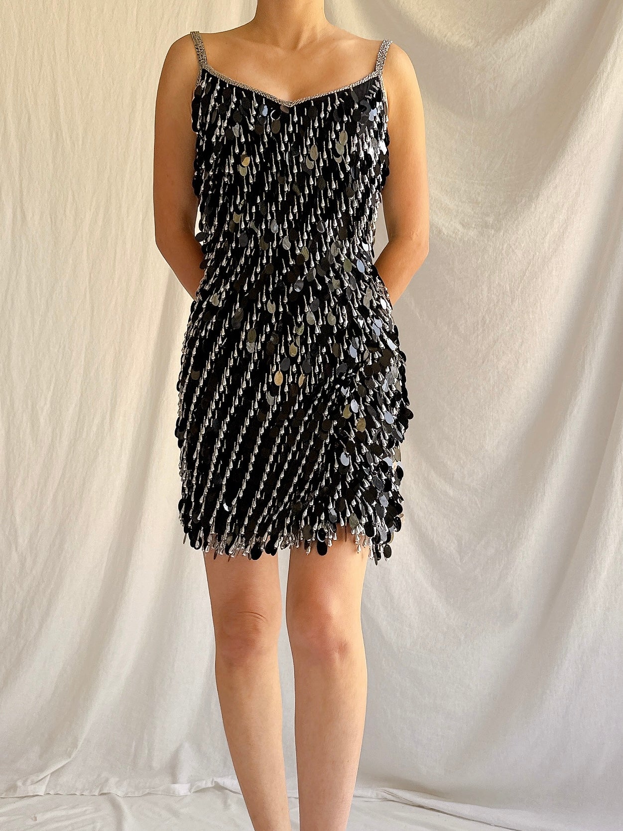 Vintage Silk Beaded Dress - S