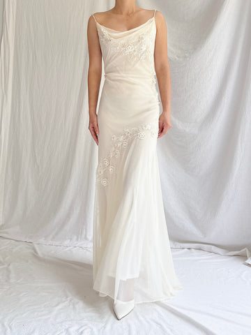 Vintage Silk Beaded Gown - M