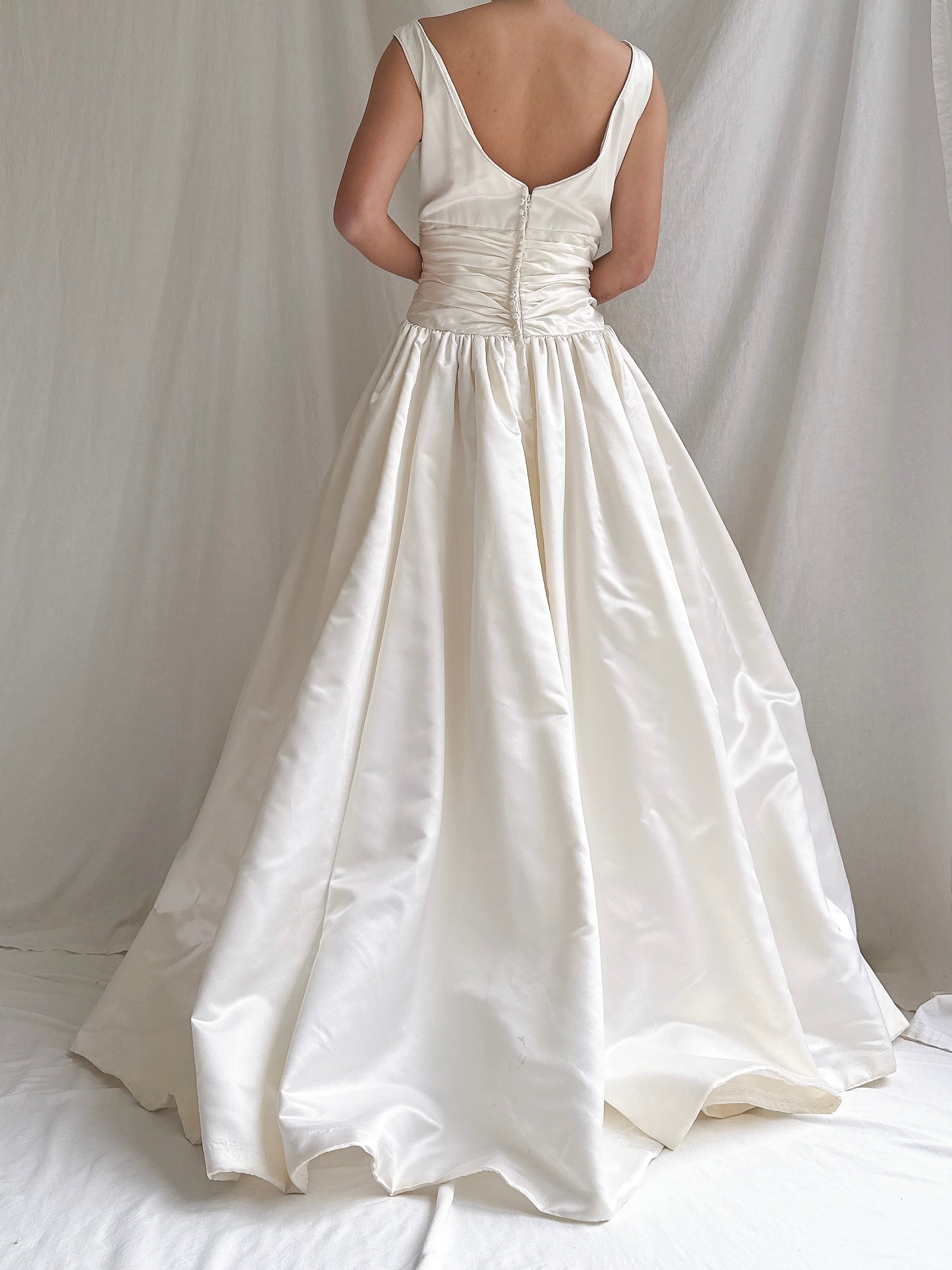 Vintage Silk Boatneck Gown - M