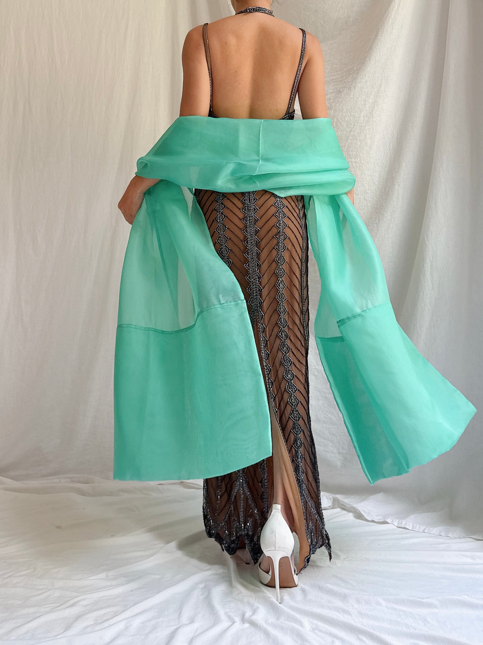 Vintage Silk Organza Shawl - OSFM