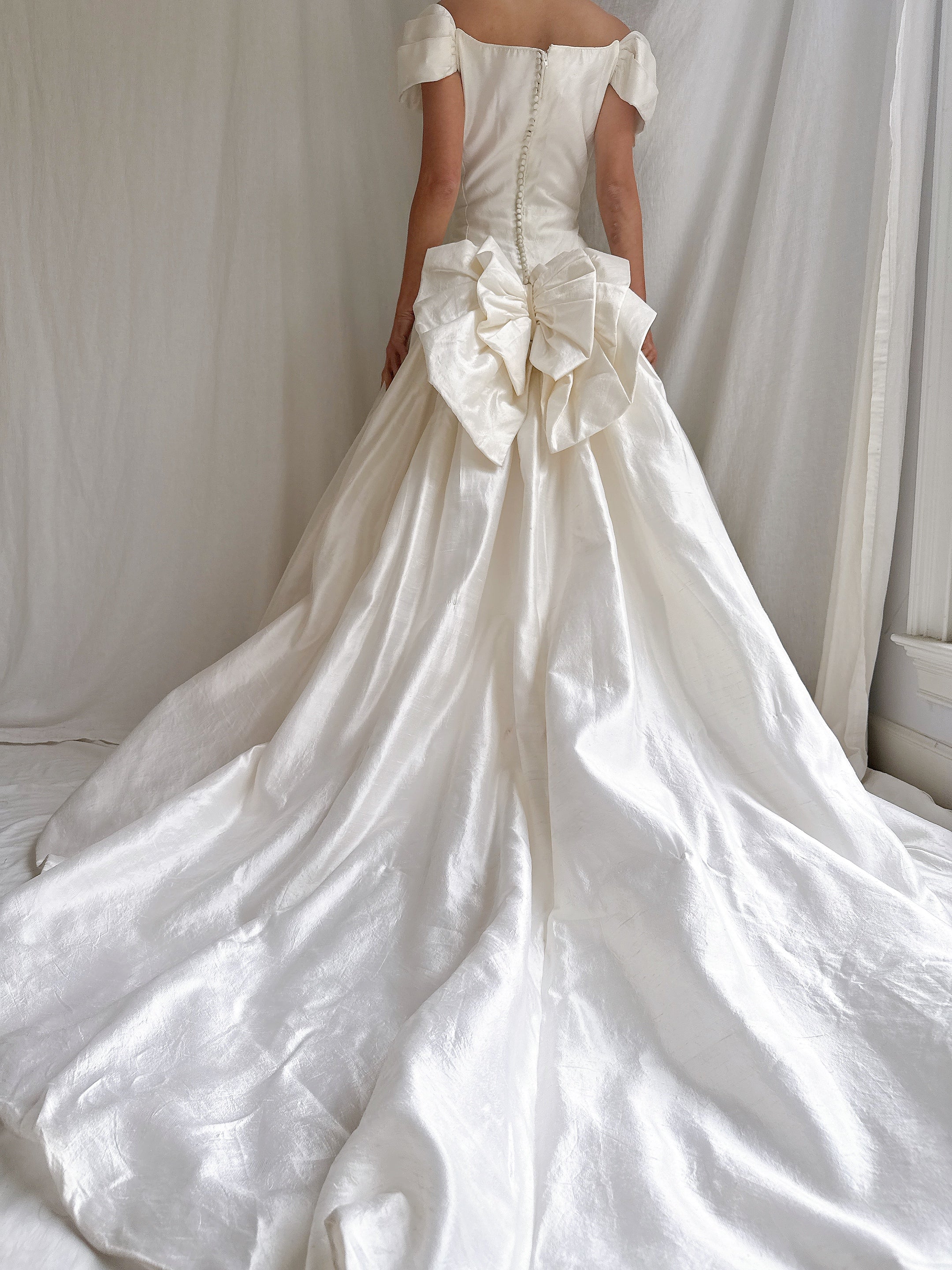 Vintage Silk Basque Waist Gown - S