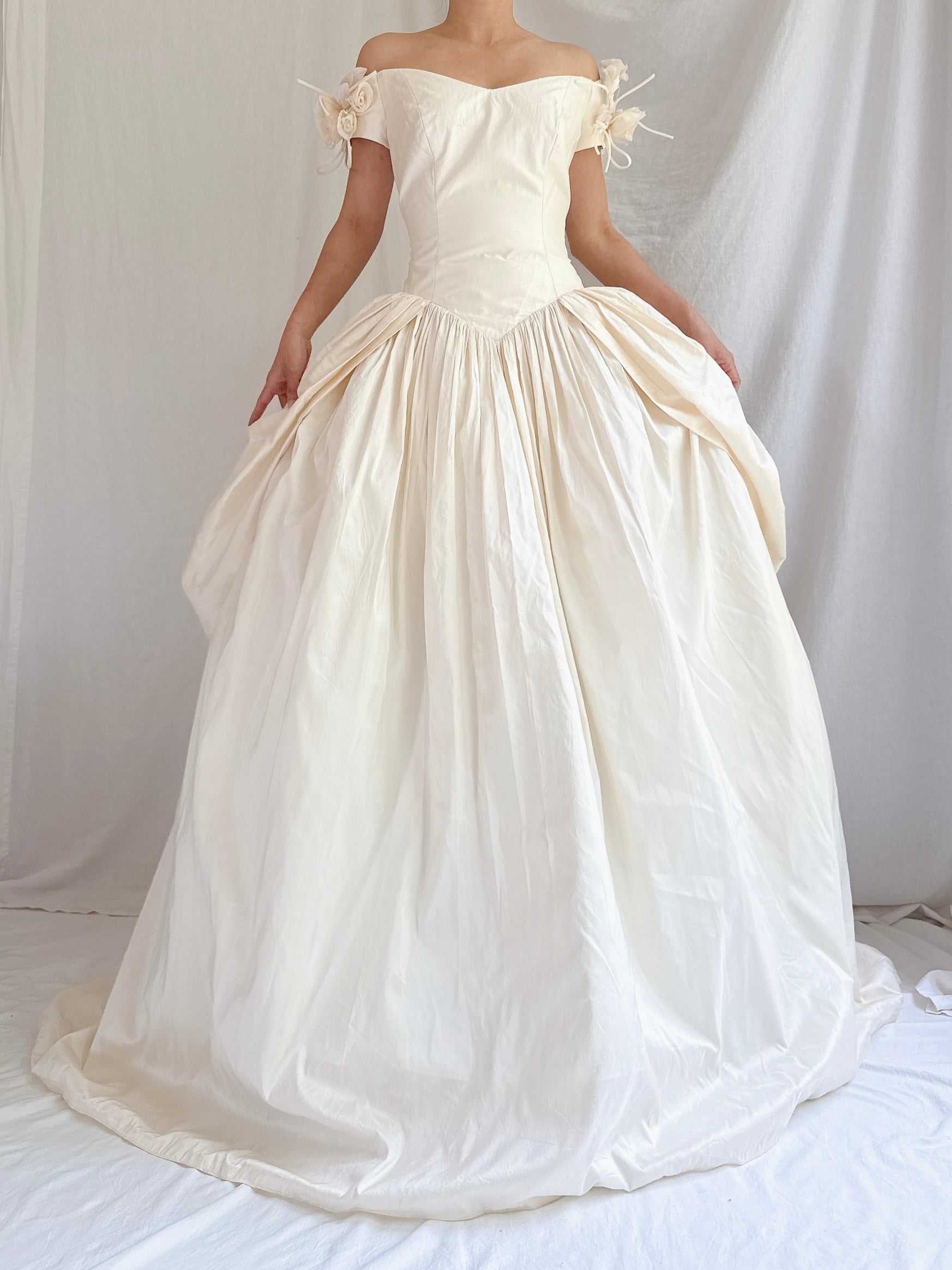 Vintage Dupioni Basque Waist Gown - M