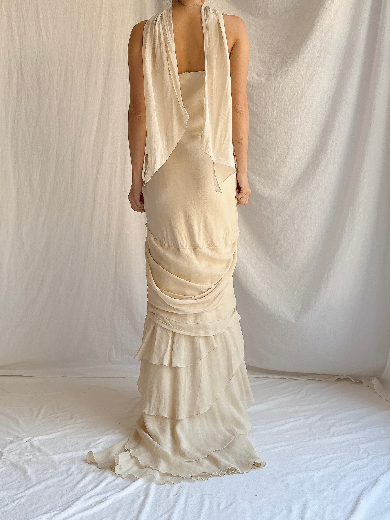 Vintage J Mendel Silk Draped Gown - S