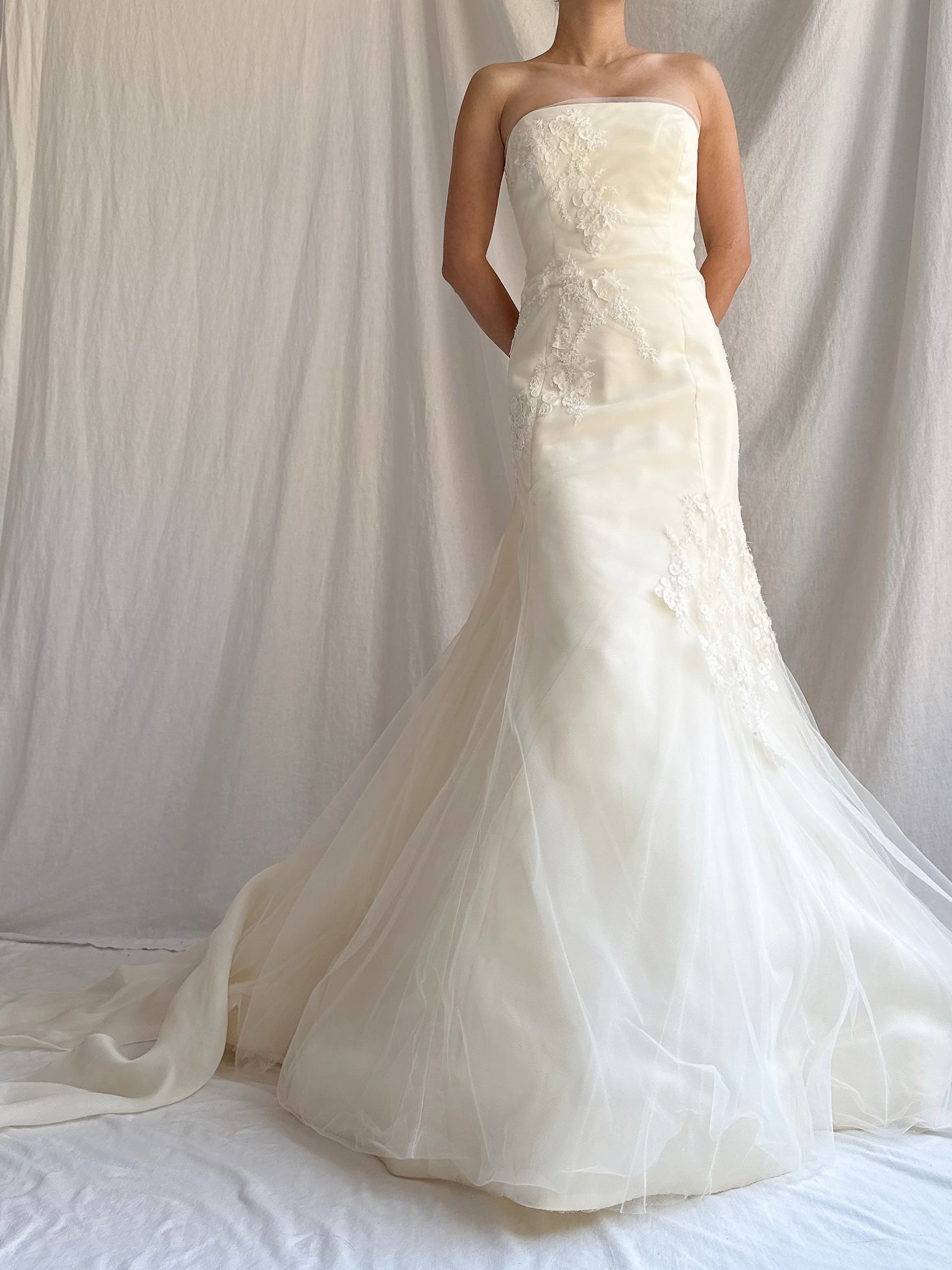 Vintage Vera Wang Silk Strapless Tulle Gown - S/4