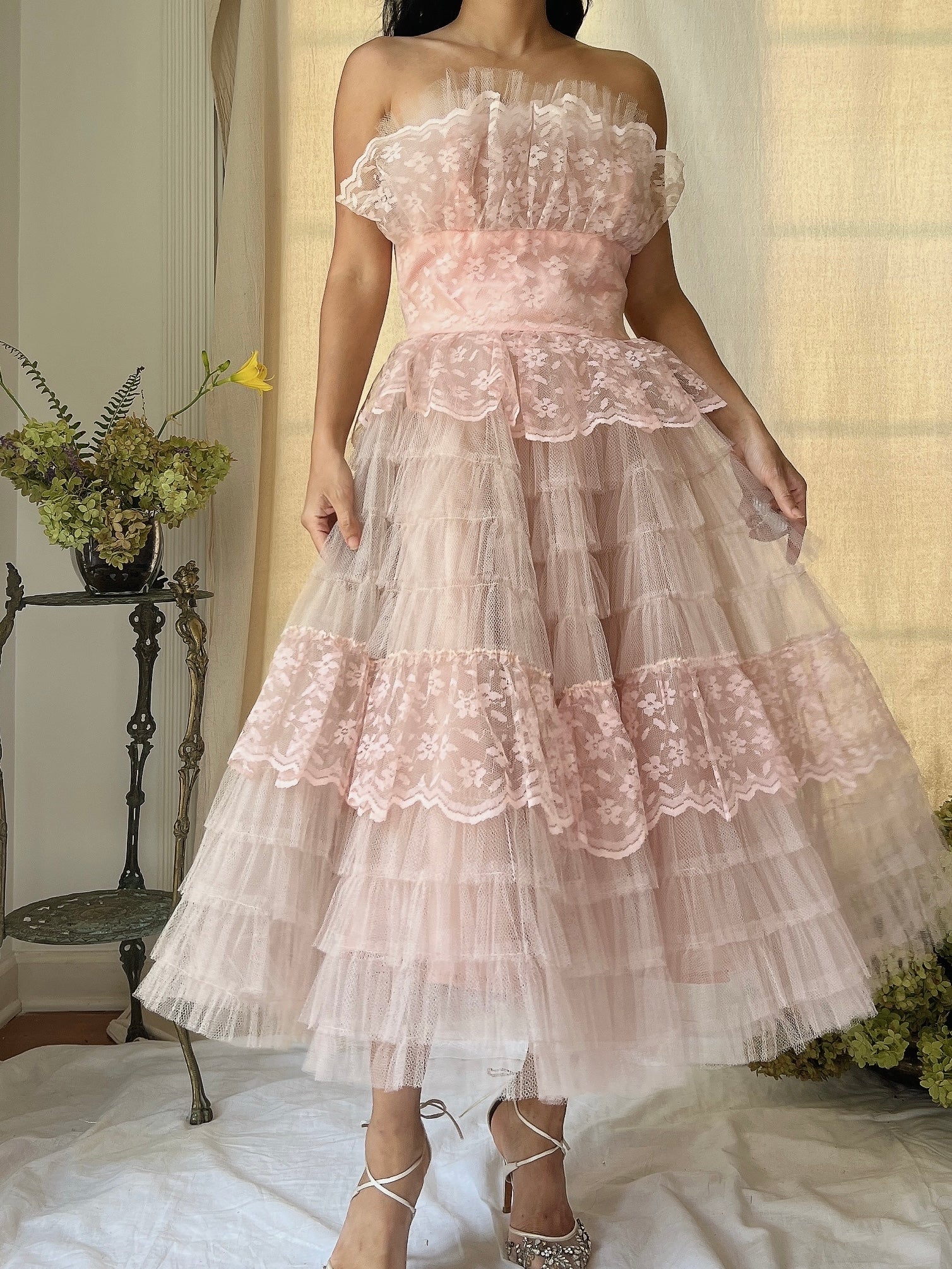 1950s Pink Tulle Dress - XS