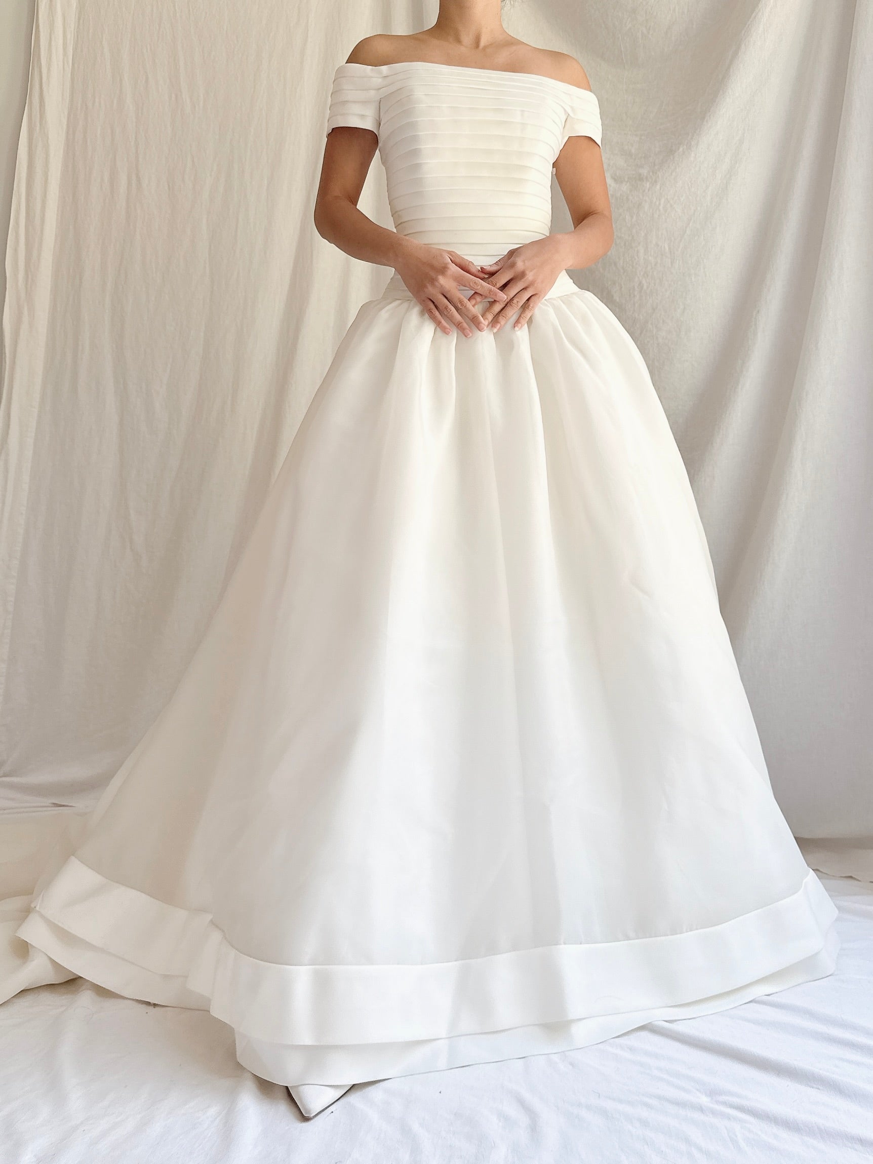 Vintage Voile Off-the-Shoulder Dress - S/4