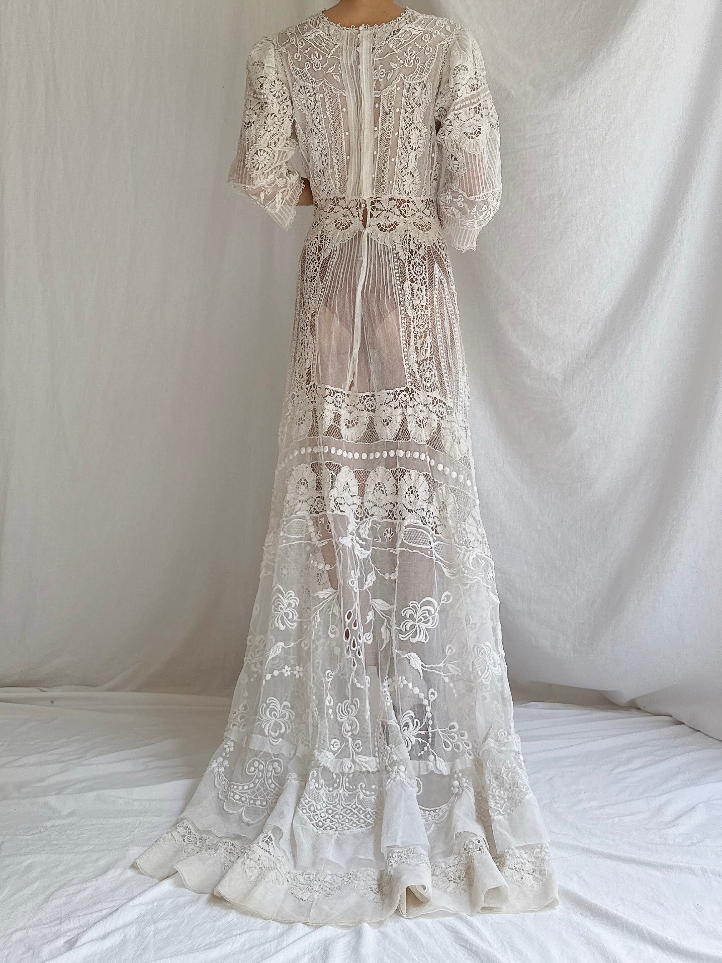 Antique Edwardian Lace Gown - S