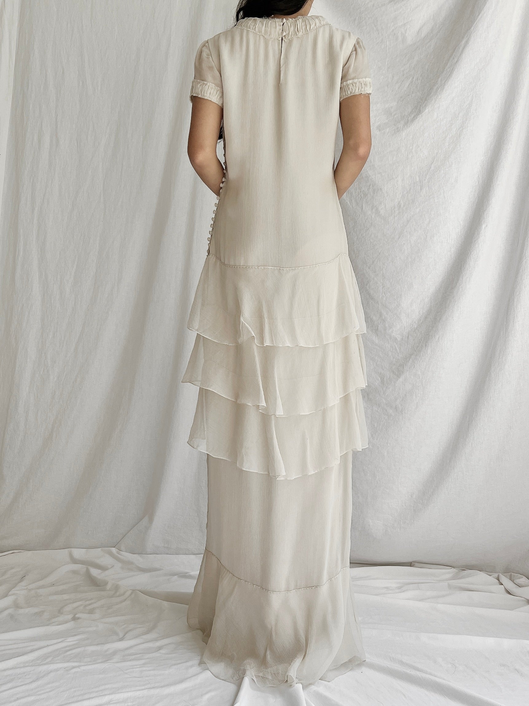 J. Mendel Oyster Silk Chiffon Gown - M