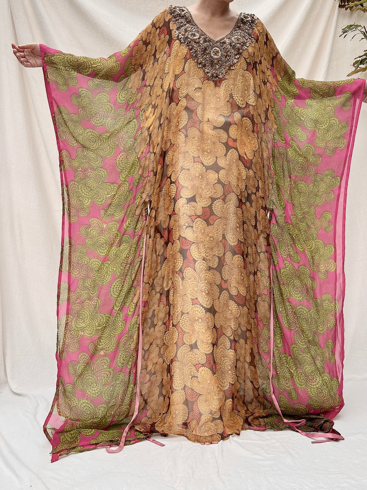 Vintage Silk Abstract Kaftan -OSFA